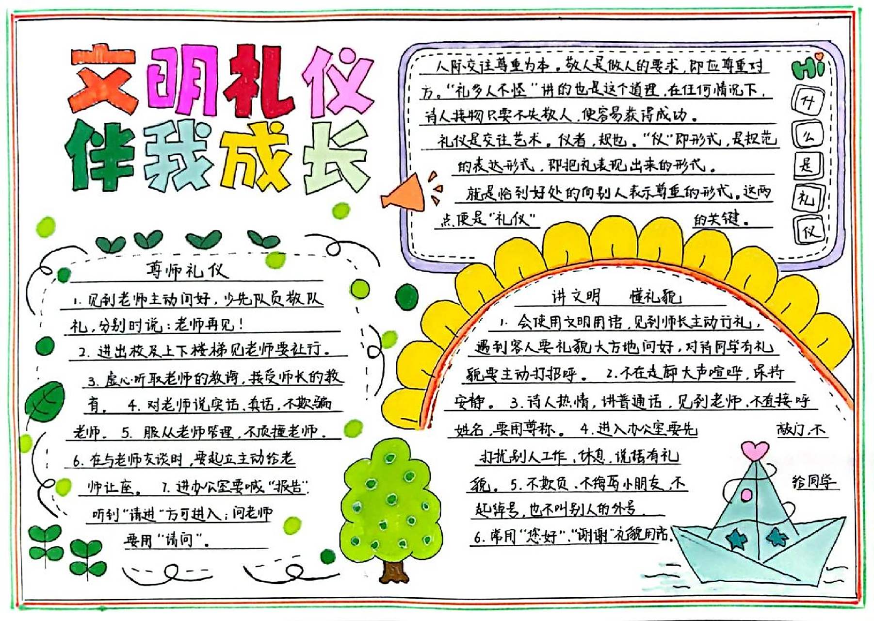 文明礼仪手抄报 三年级了,作业越来越多 还是超人妈妈继续代劳吧 我的