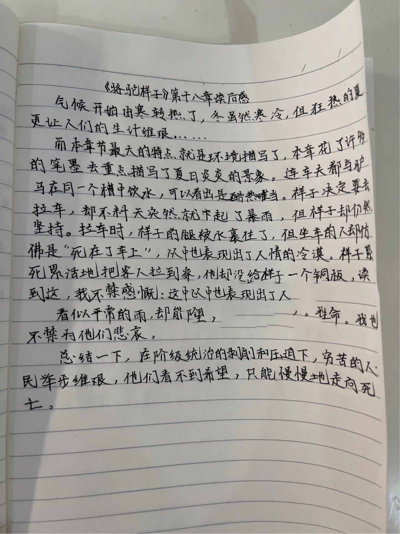 《骆驼祥子》第十八章读后感