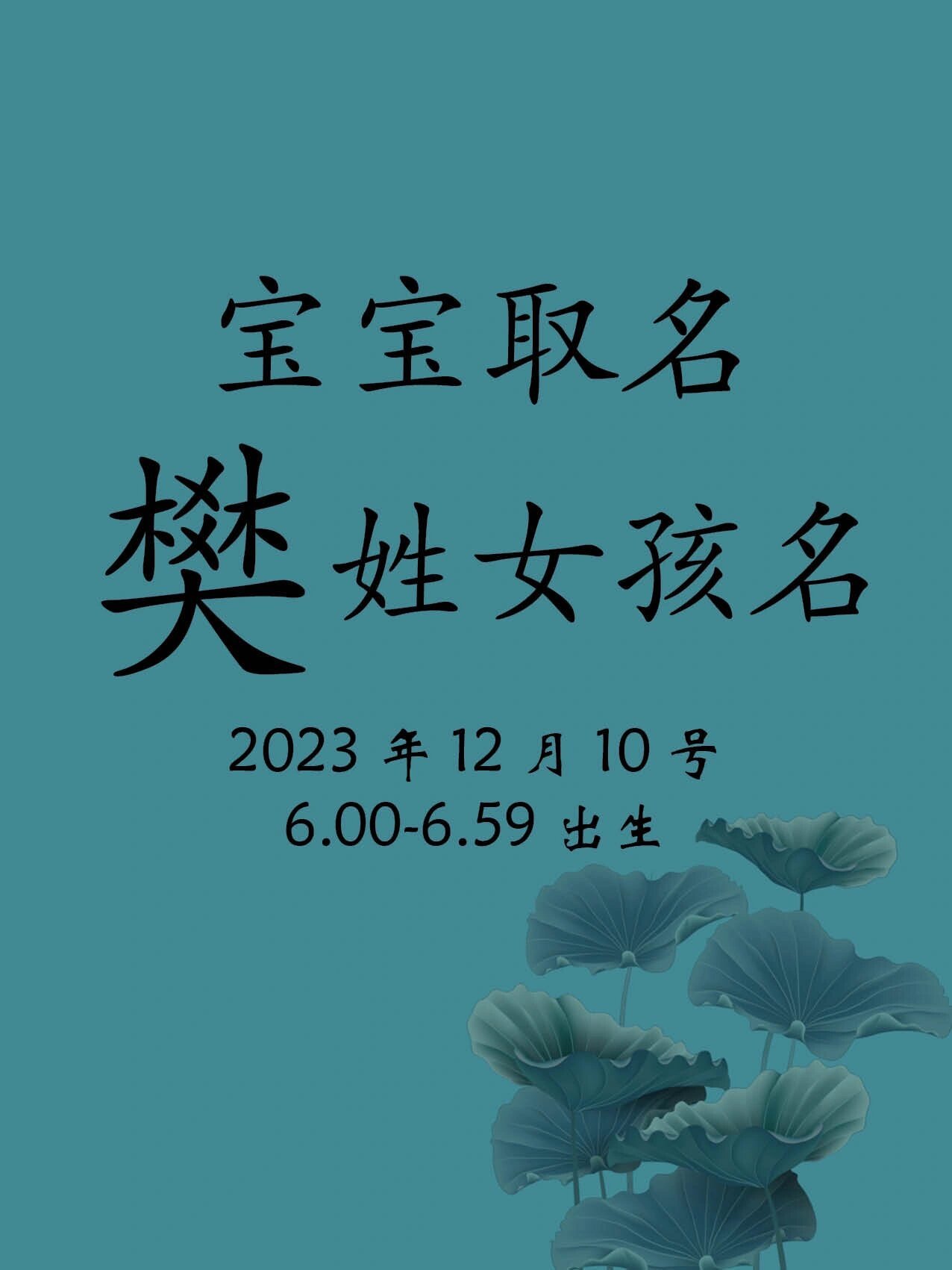 12月10日出生樊姓宝宝取名推荐