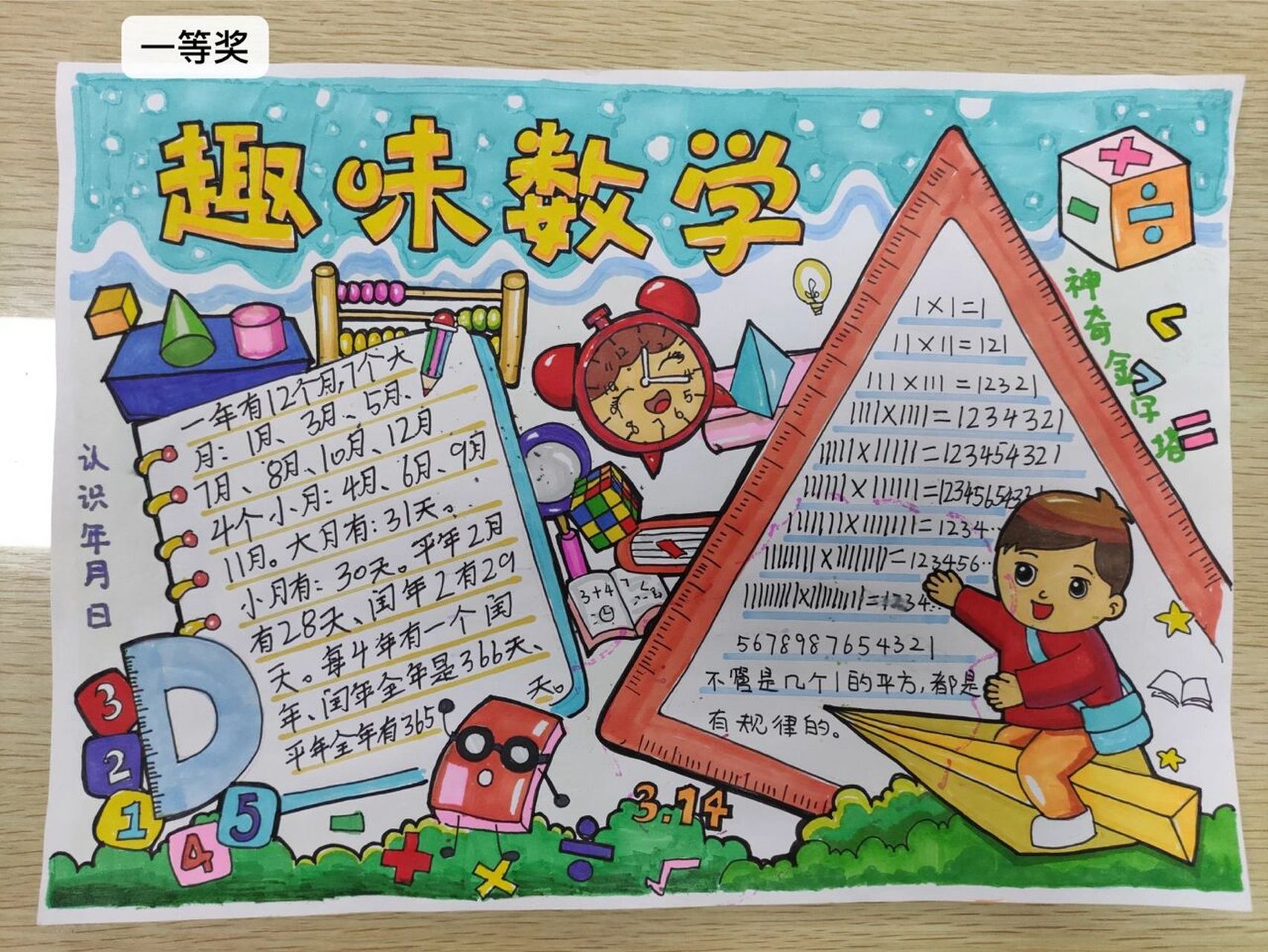 趣味数学手抄报 拿了 三等奖