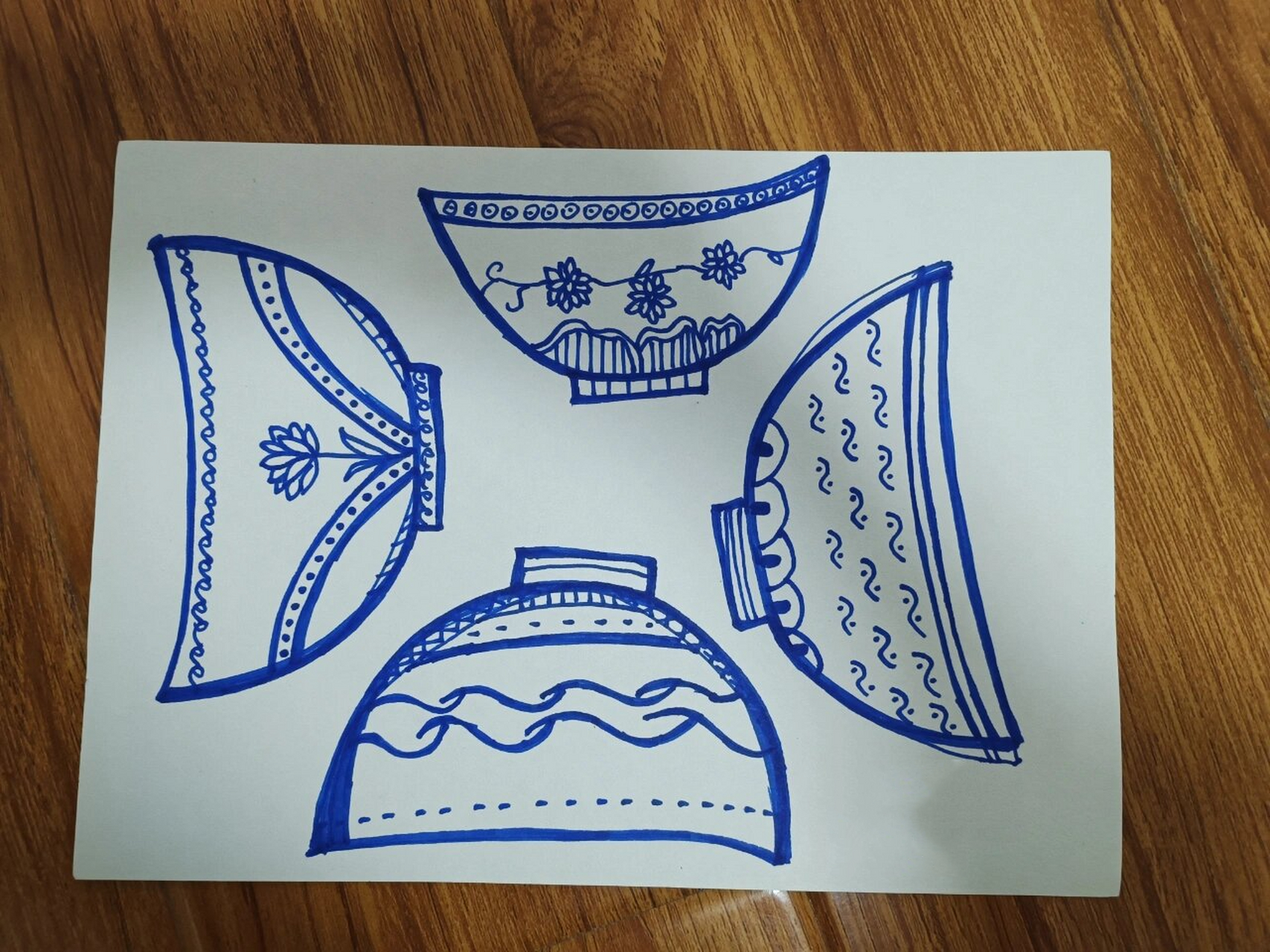 腊八粥装饰画超轻粘土五谷杂粮青花瓷碗 腊八节 儿童腊八粥装饰画