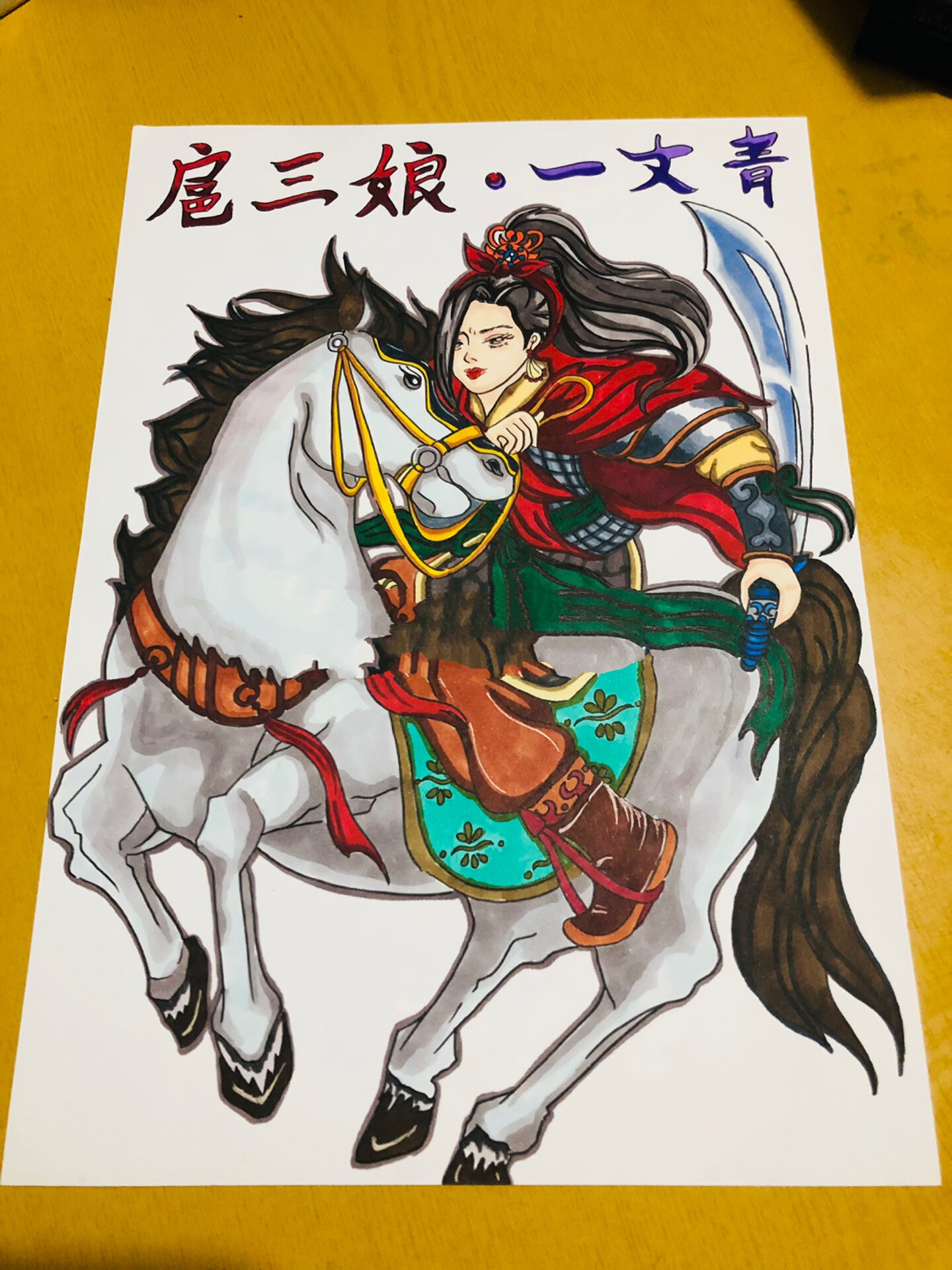 水浒传人物手绘肖像画马克笔绘画有线稿