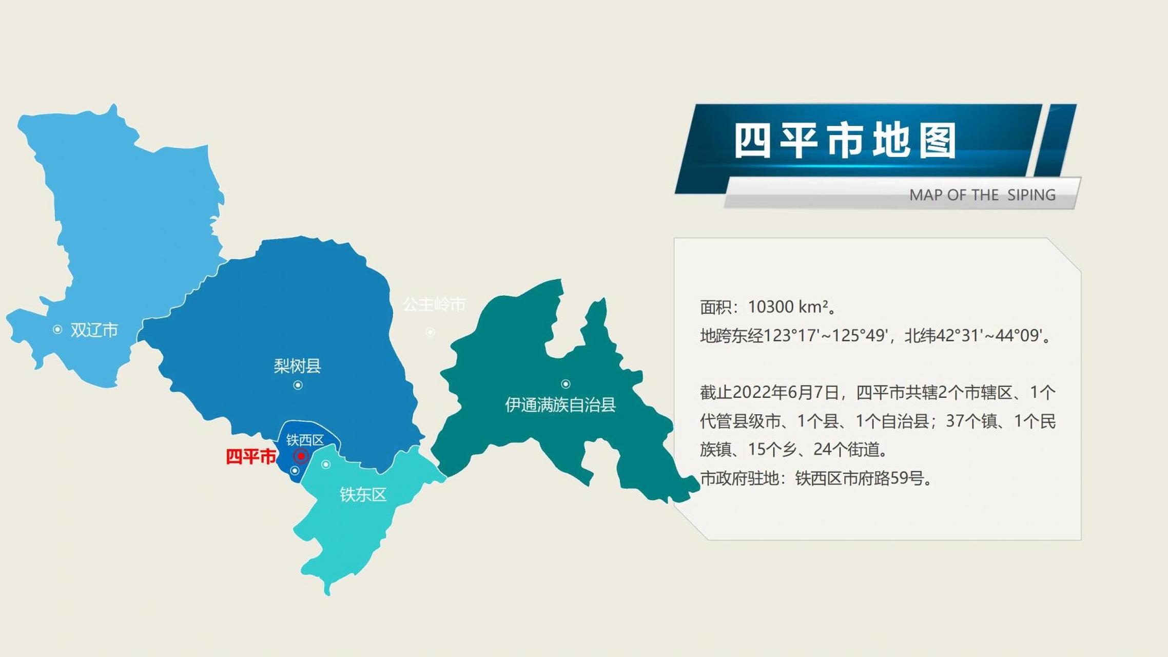 四平市政区地图 1922年,此地设立四平街村(隶属梨树二区).