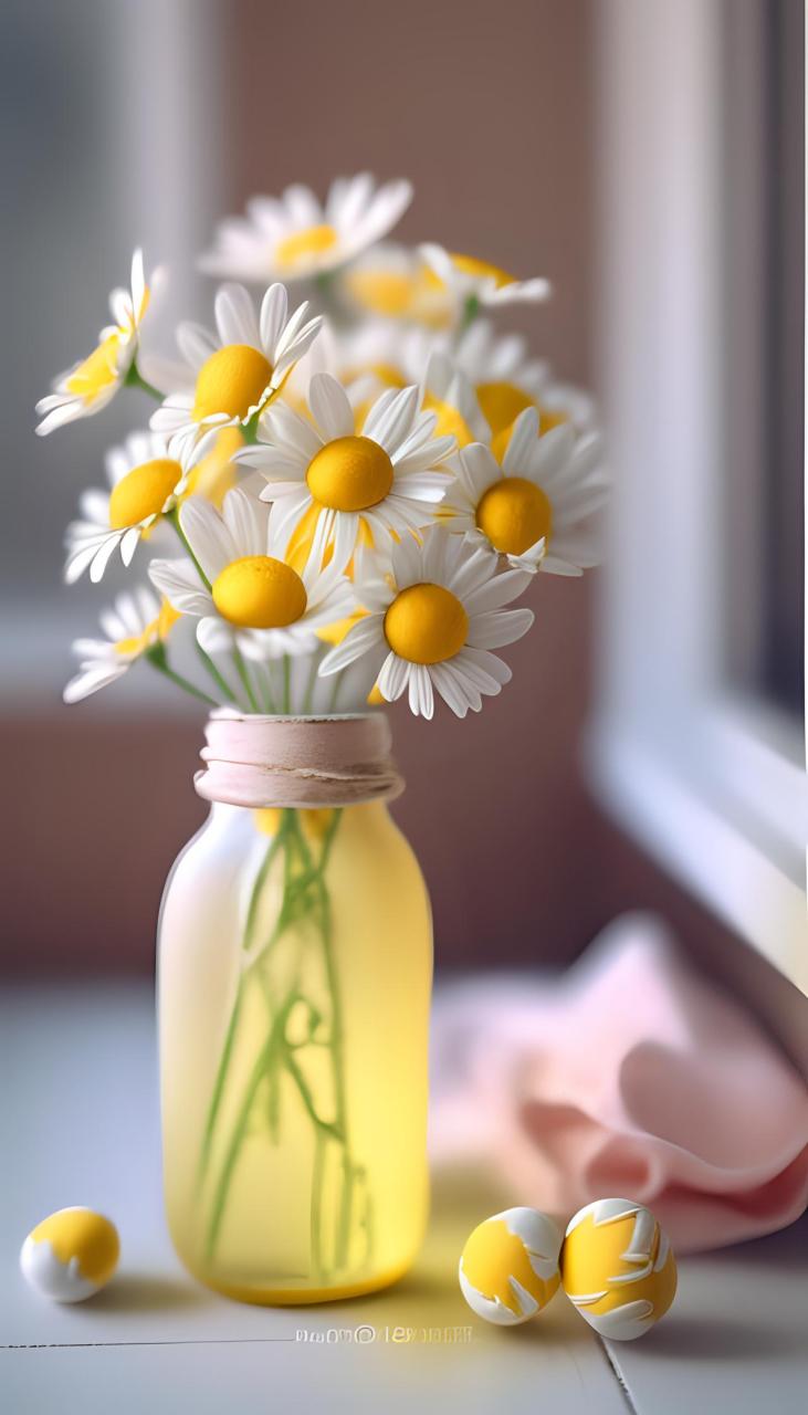 瓶中小雏菊,可做手机壁纸! ai绘画高清壁纸手机壁纸