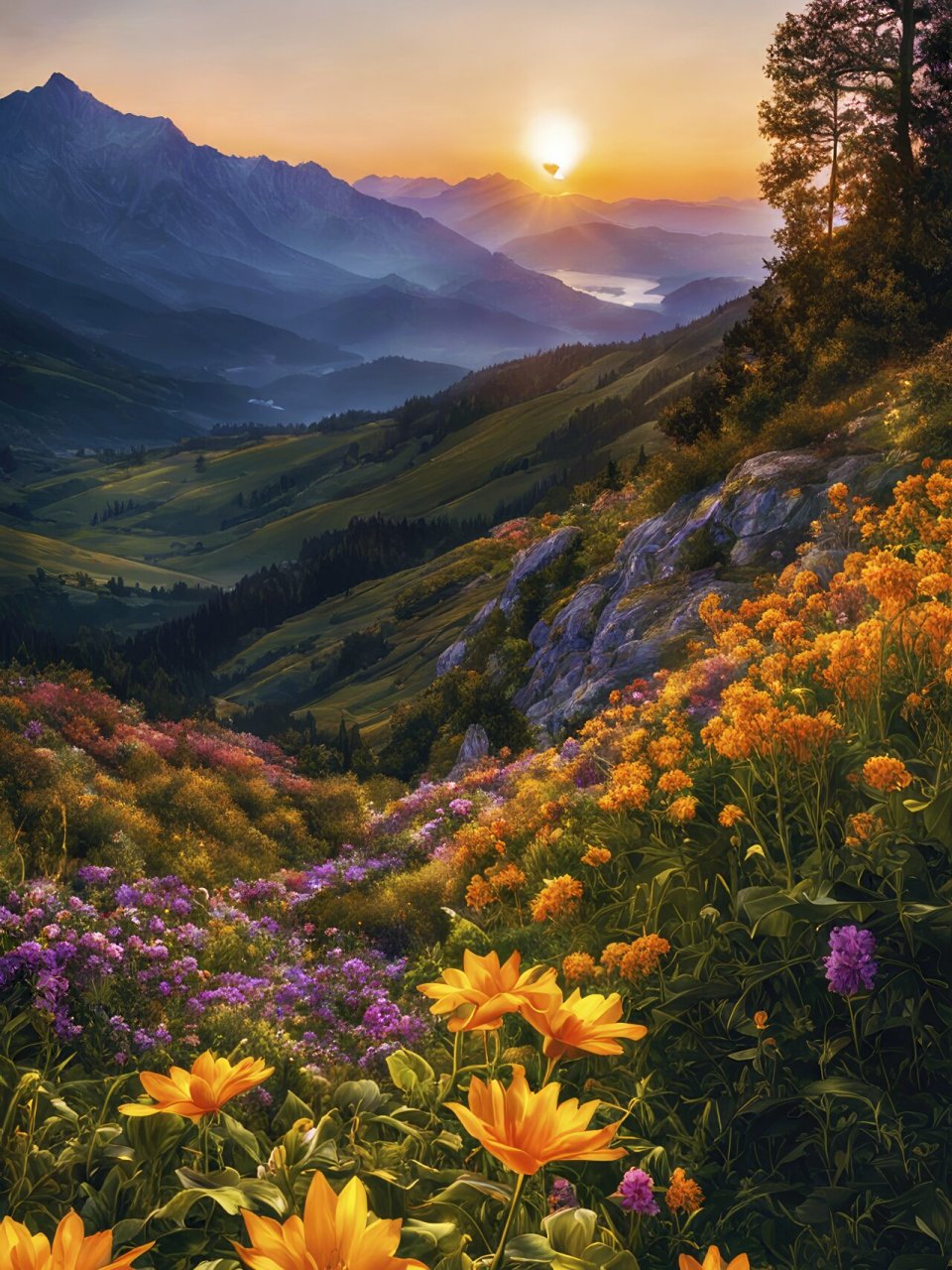 治愈系手机风景壁纸—夕阳下的野花 拿图请留痕,需要原图请私信,免费