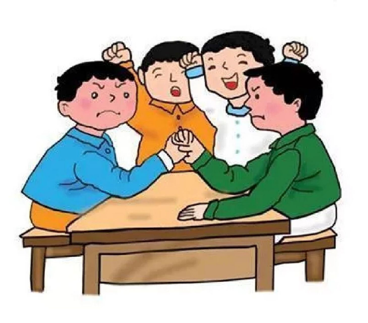 小学作文 掰手腕 上课了,老师满面春风地走进教室说:"我宣布,今天我们