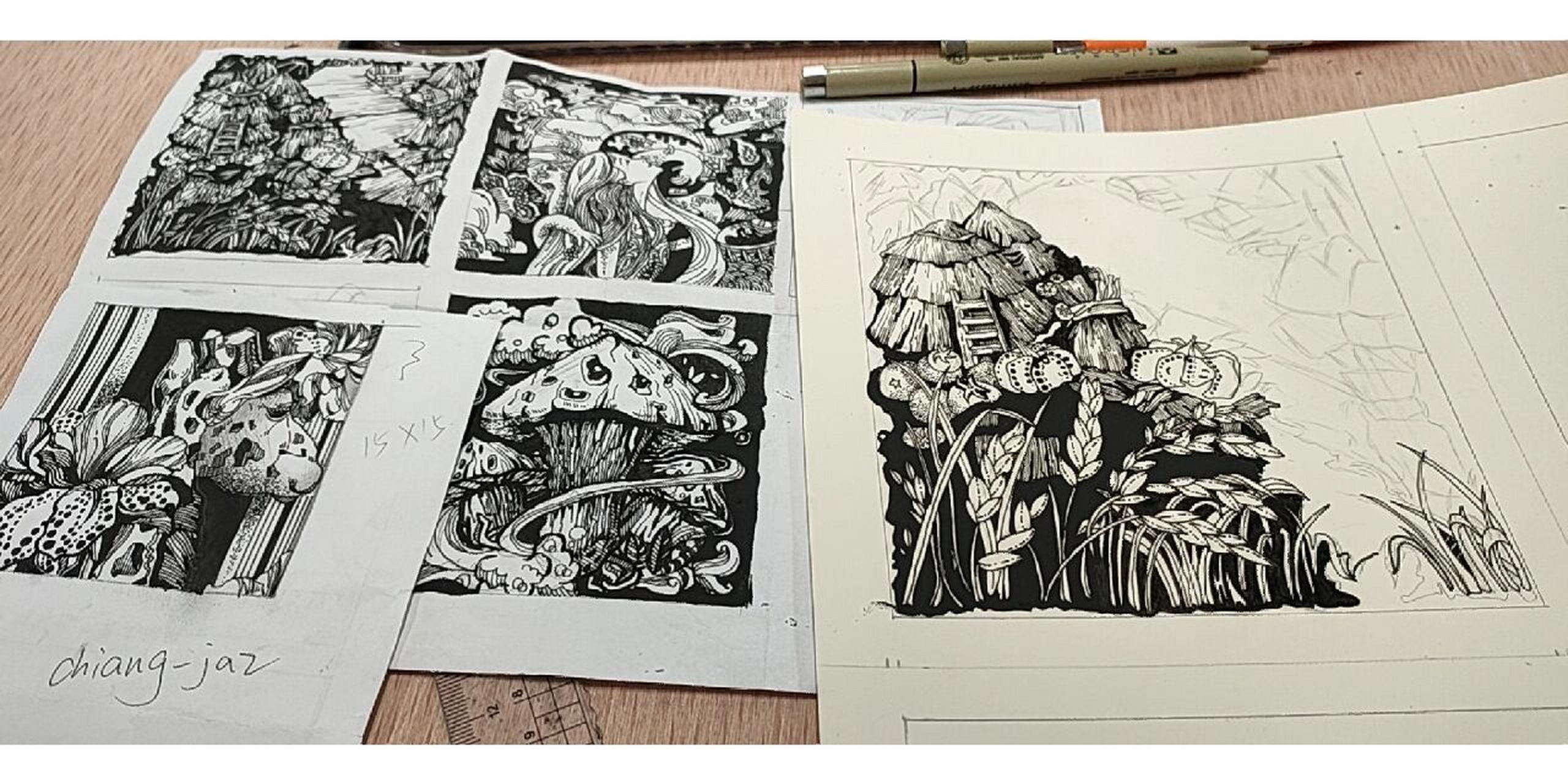 黑白装饰画(风景,人物,植物,动物)