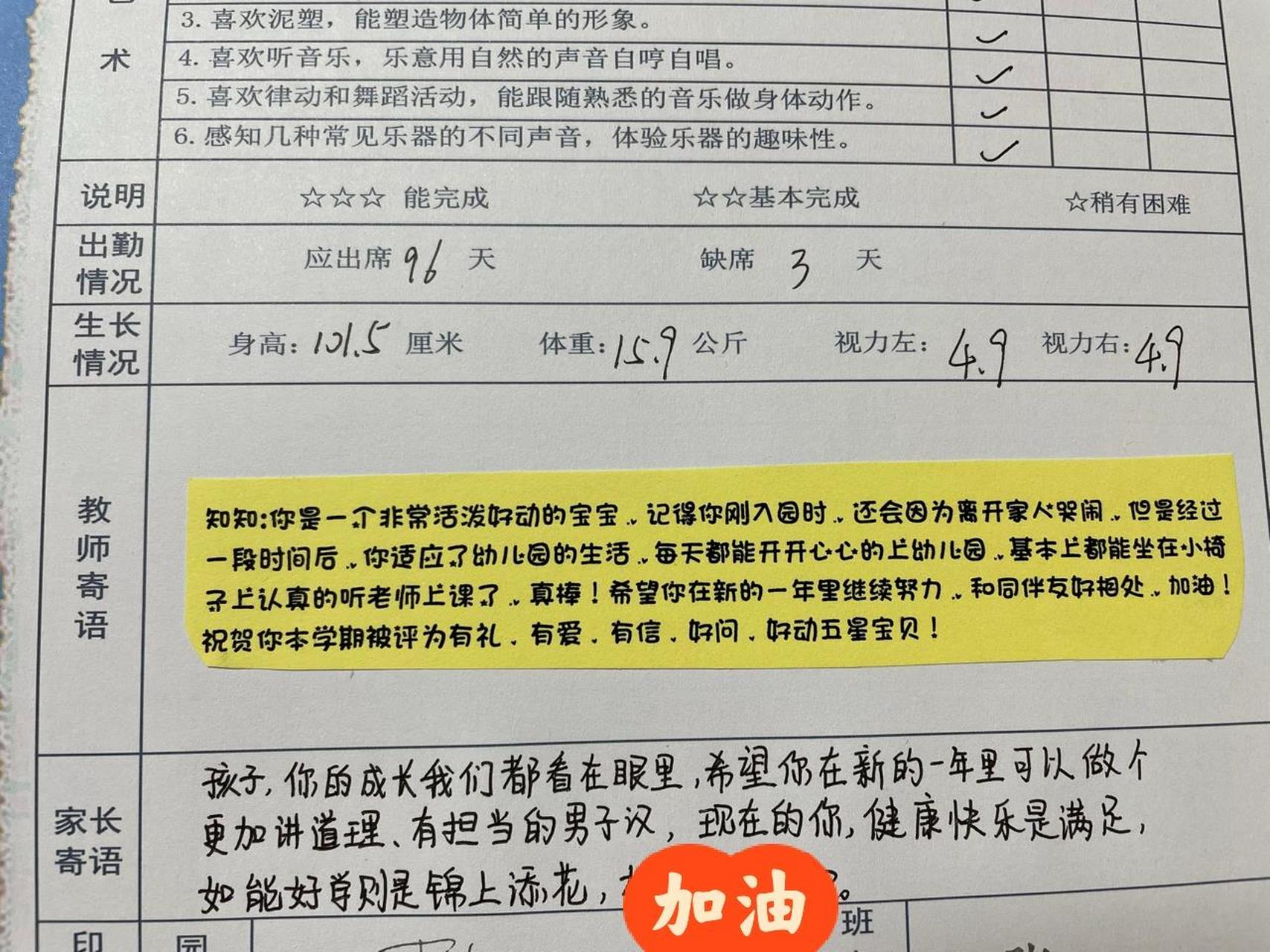 成長手冊家長寄語 明天報道了,今晚才把成長手冊裡的家長寄語拿出來寫