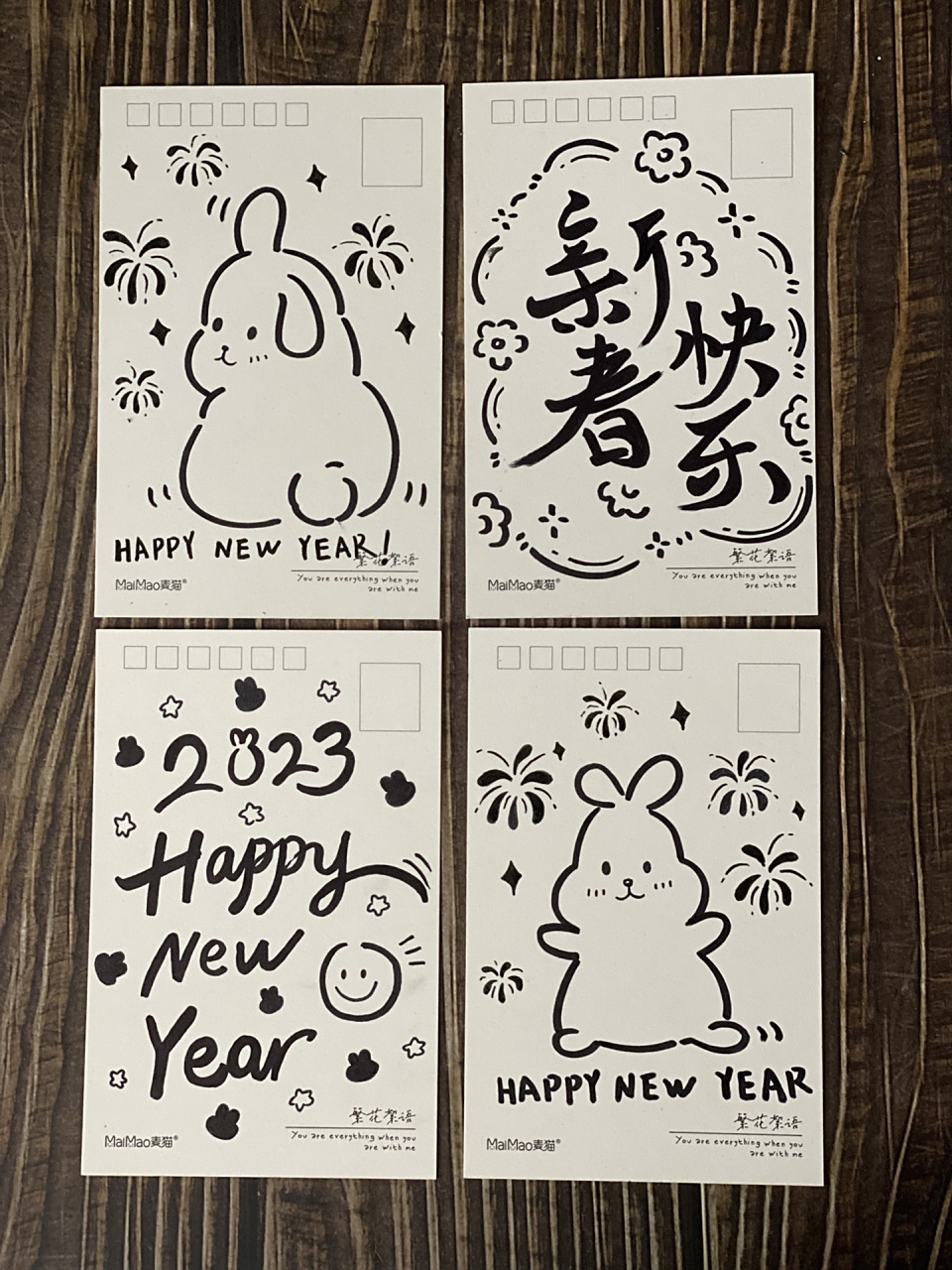 简笔画|敲简单的明信片新年贺卡,分分钟会画