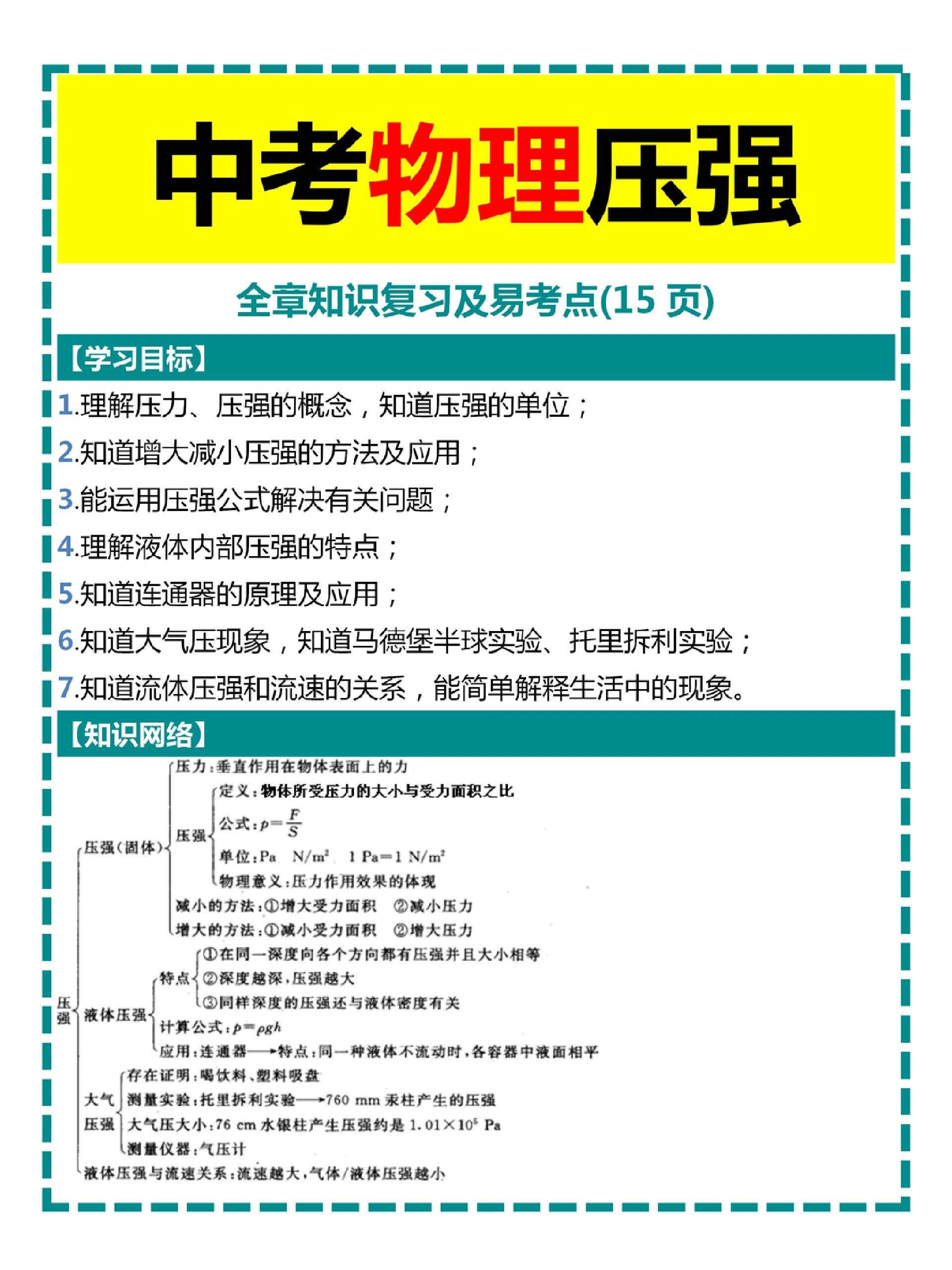 压强知识点归纳总结图片