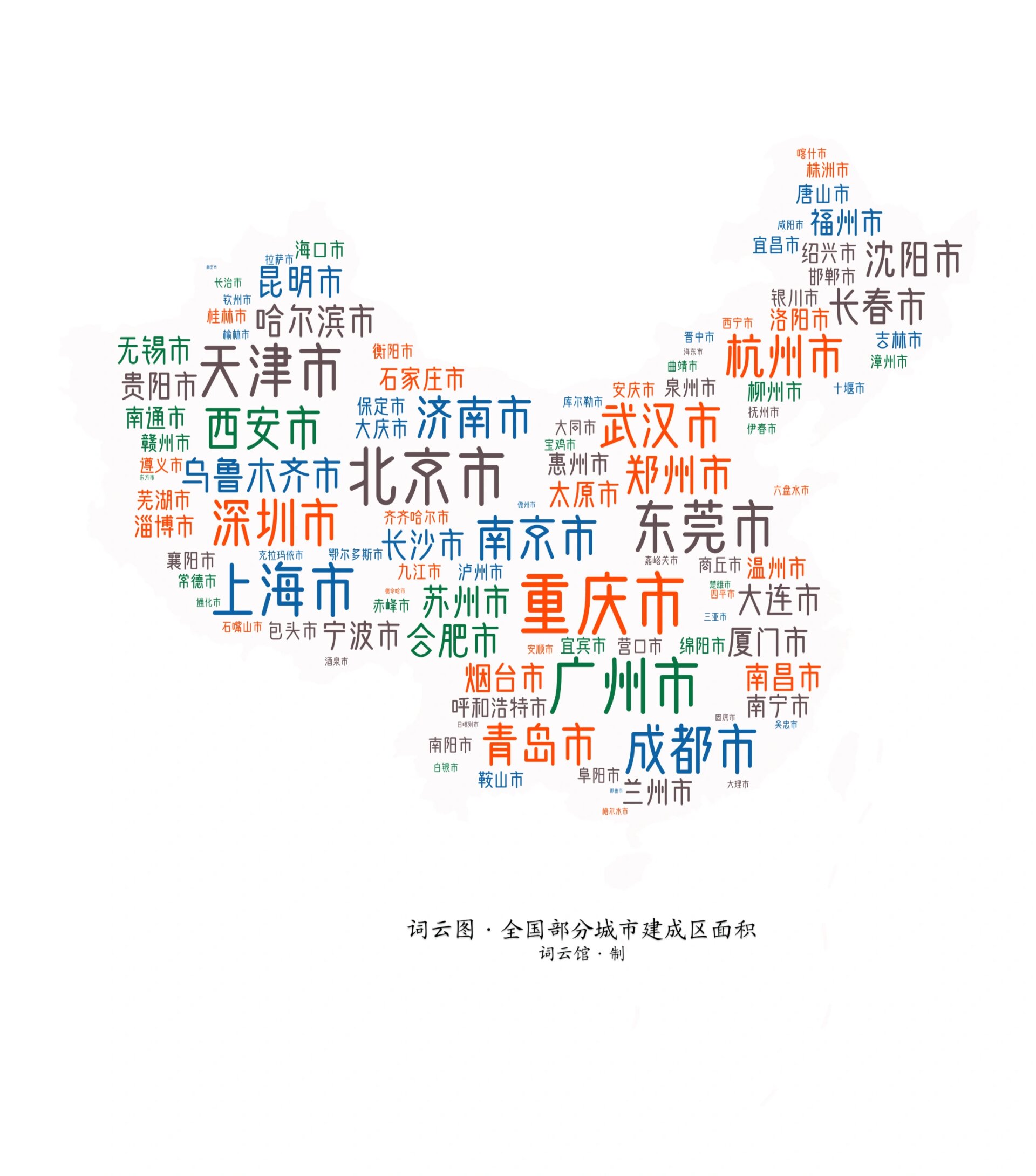 词云图全国城市建成区面积