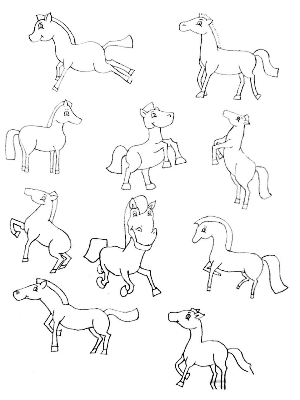 儿童画简笔画|各种动态的马·马🐎