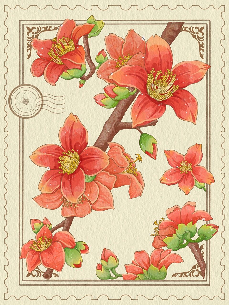 ipad水彩广州市花木棉花|作品展示&过程分享 一份简单图文版展示 下篇