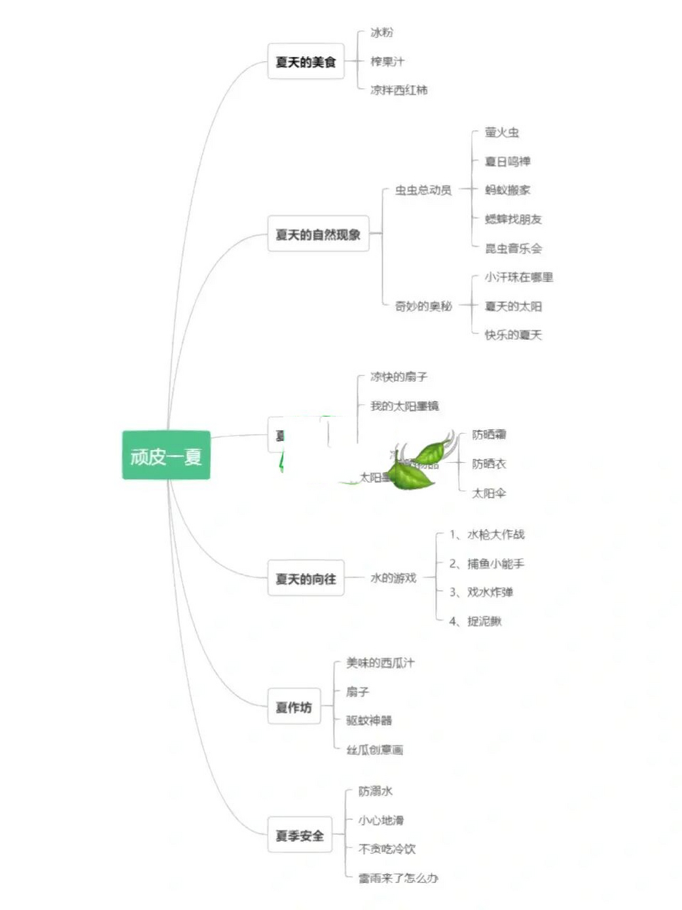 《顽皮一夏》主题网络图