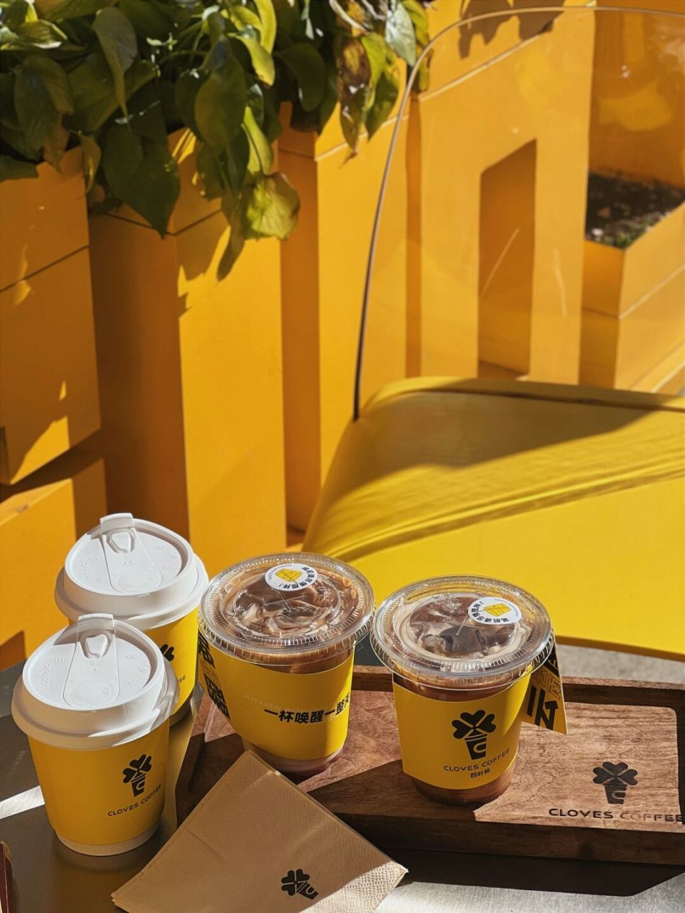 回春昆明又降温啦 昆明超97的cloves coffee 工业风黄色系装修 标志