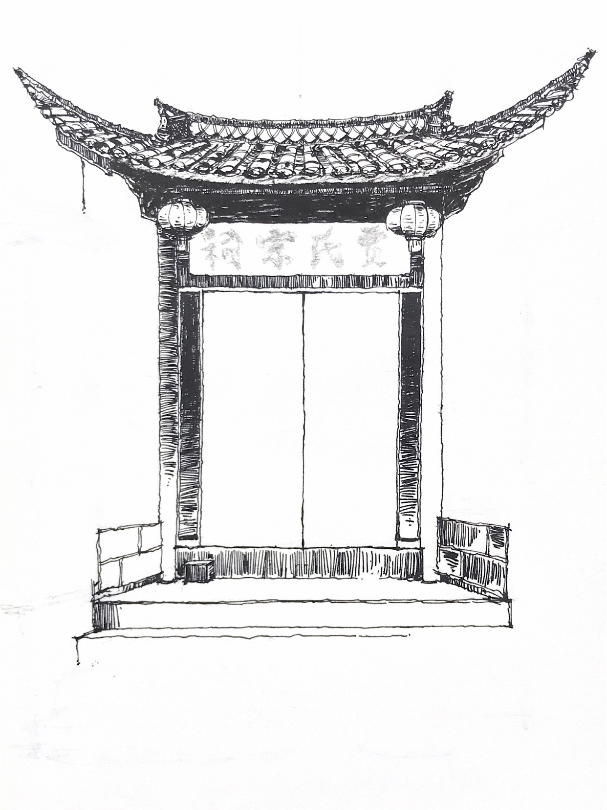 古建筑花纹速写图片