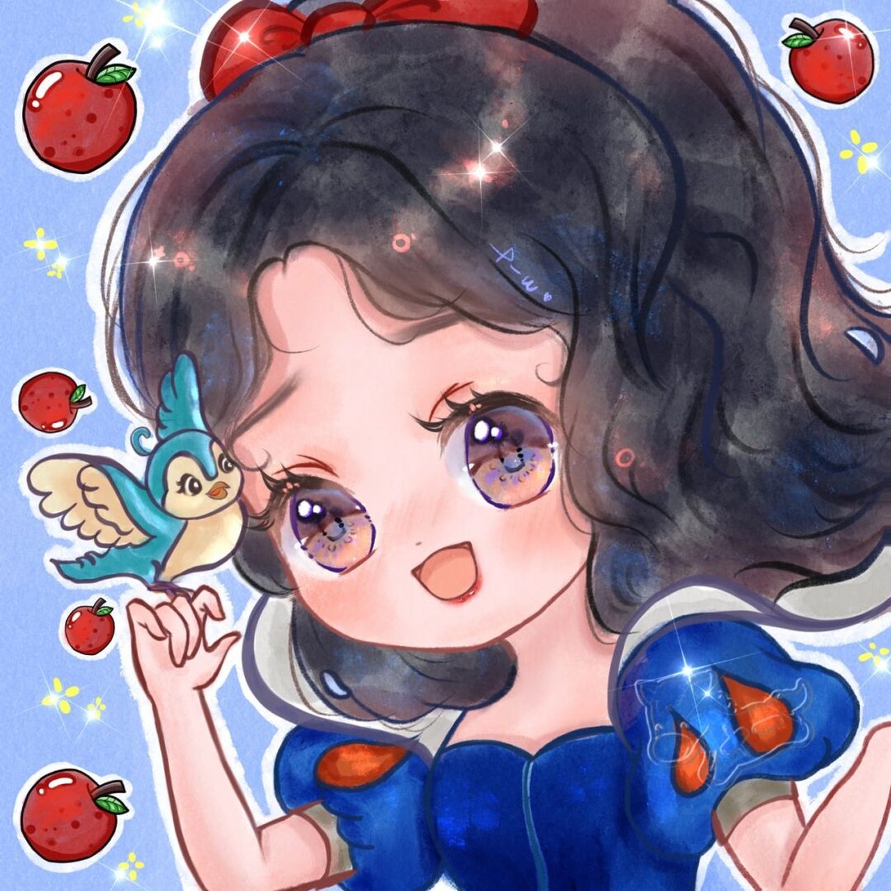 迪士尼公主系列啦7815 先来个白雪公主~ 快来和佳儿一起画q版小