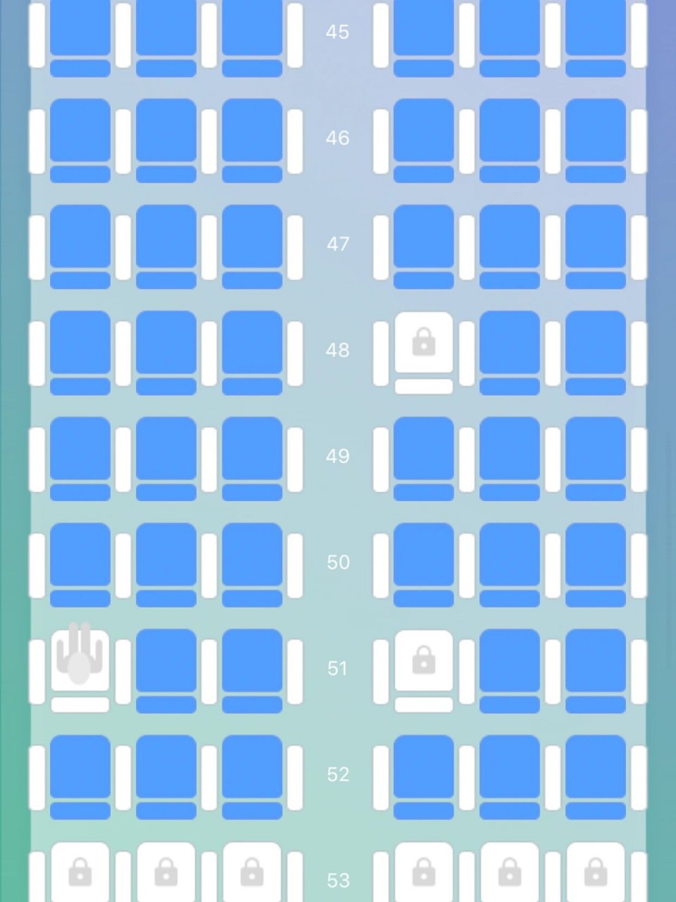 飞机选座 做联航波音738-73v,想要靠窗看风景选44排,会不会被机翼挡住