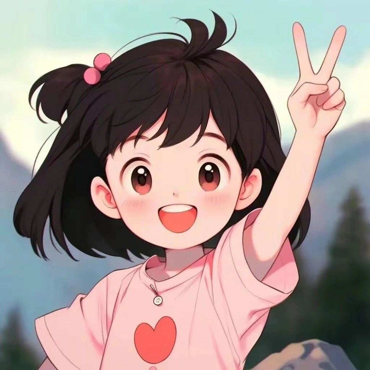 女孩比耶头像 女孩比耶头像‖心有阳光花自开,来给生活比个耶