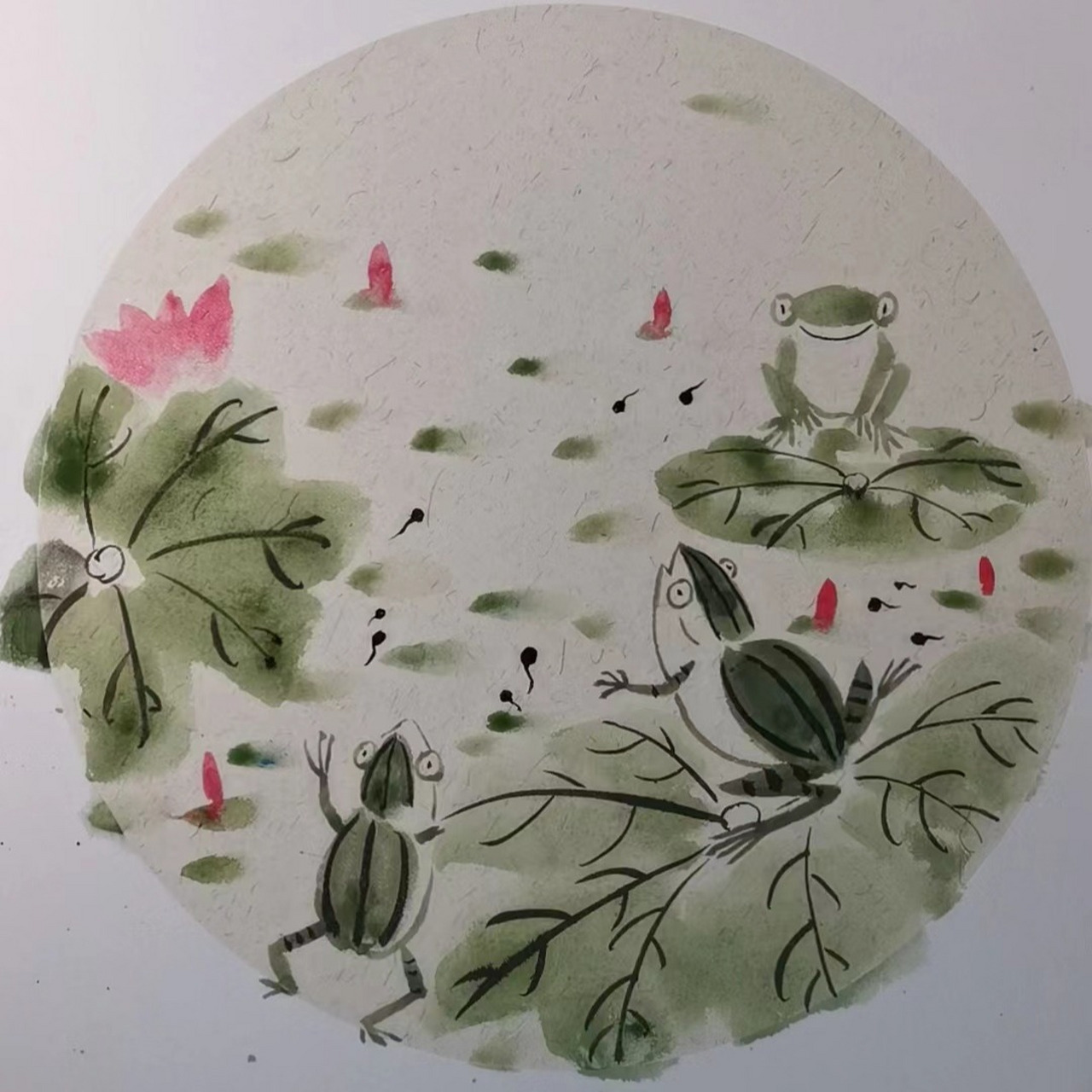 儿童国画|水墨国画小蝌蚪找妈妈 国画青蛙 儿童国画|水墨国画小蝌蚪找