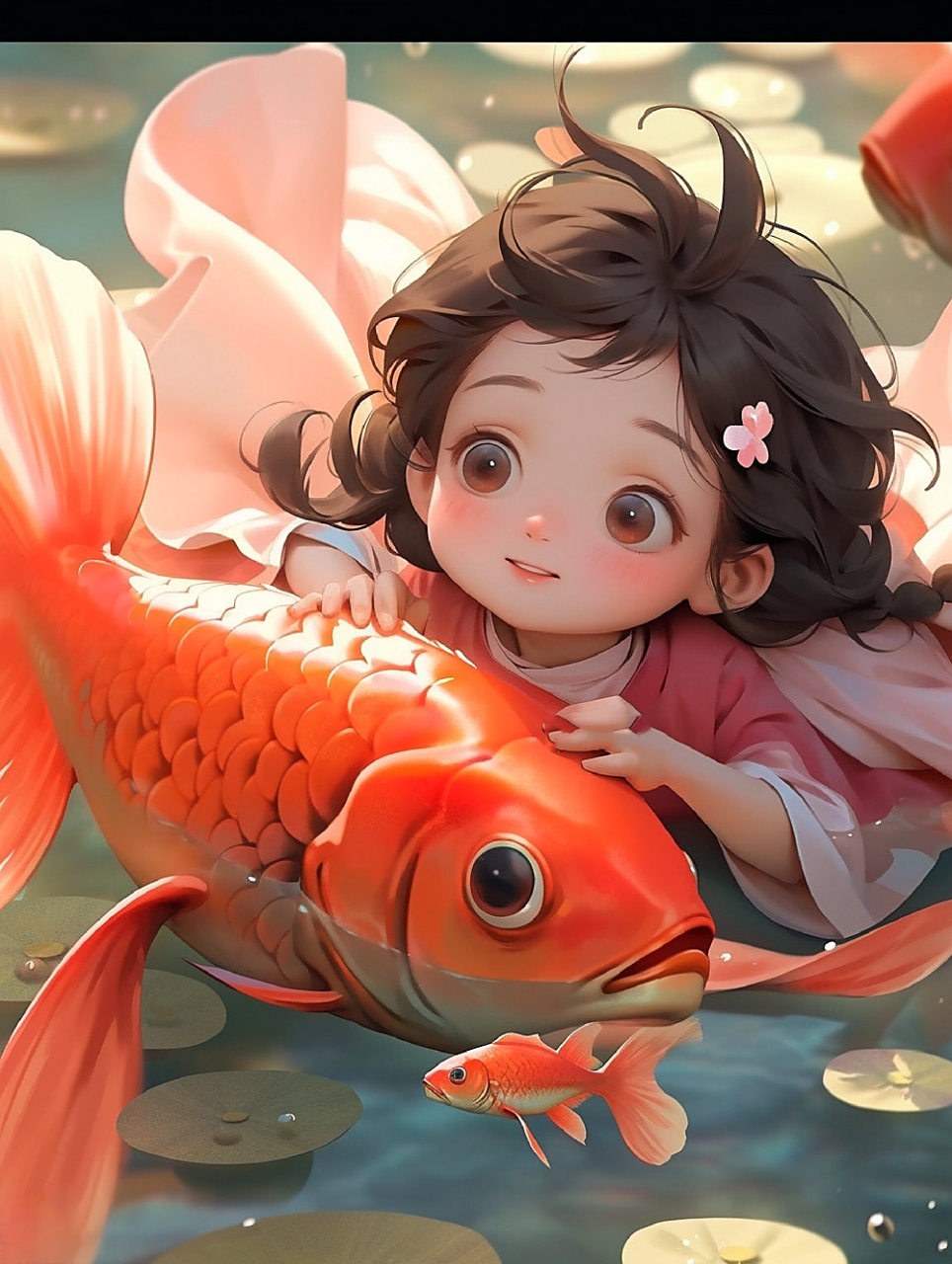 治愈系头像|动漫头像|国风插画壁纸 锦鲤附体,好运加倍