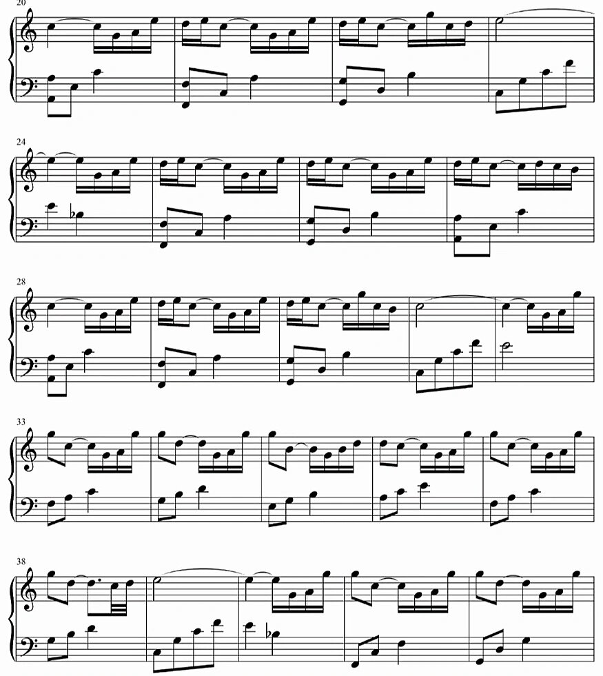 一个适合新手弹的c调钢琴谱《所念皆星河》