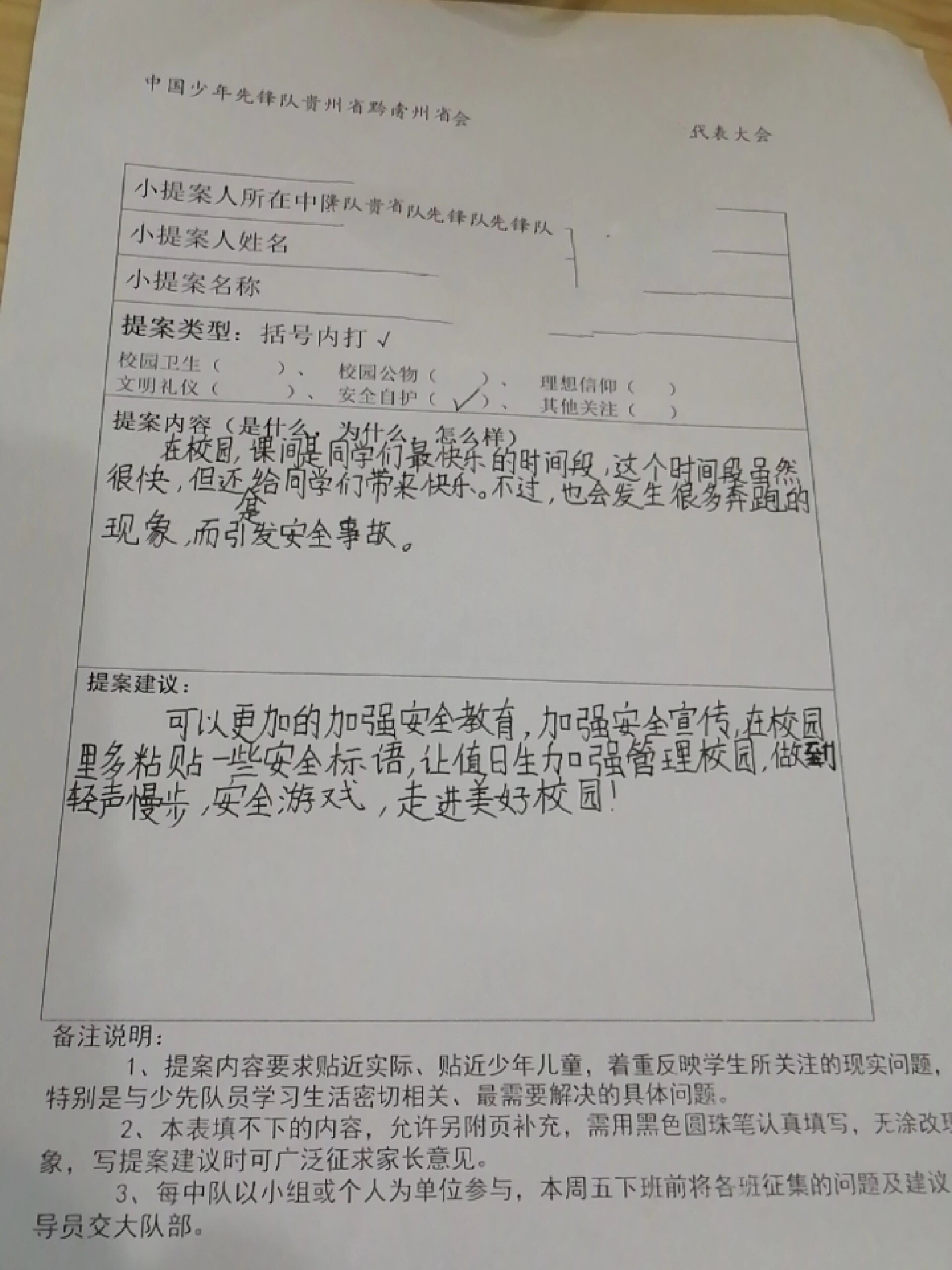 红领巾小提案表