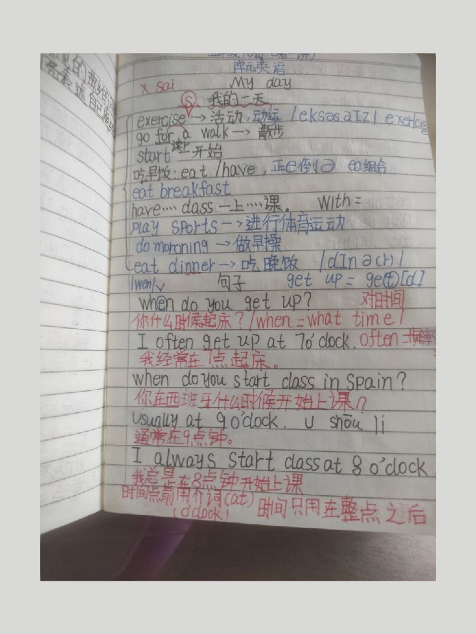 五年级下册英语人教版手写第一课课堂笔记.