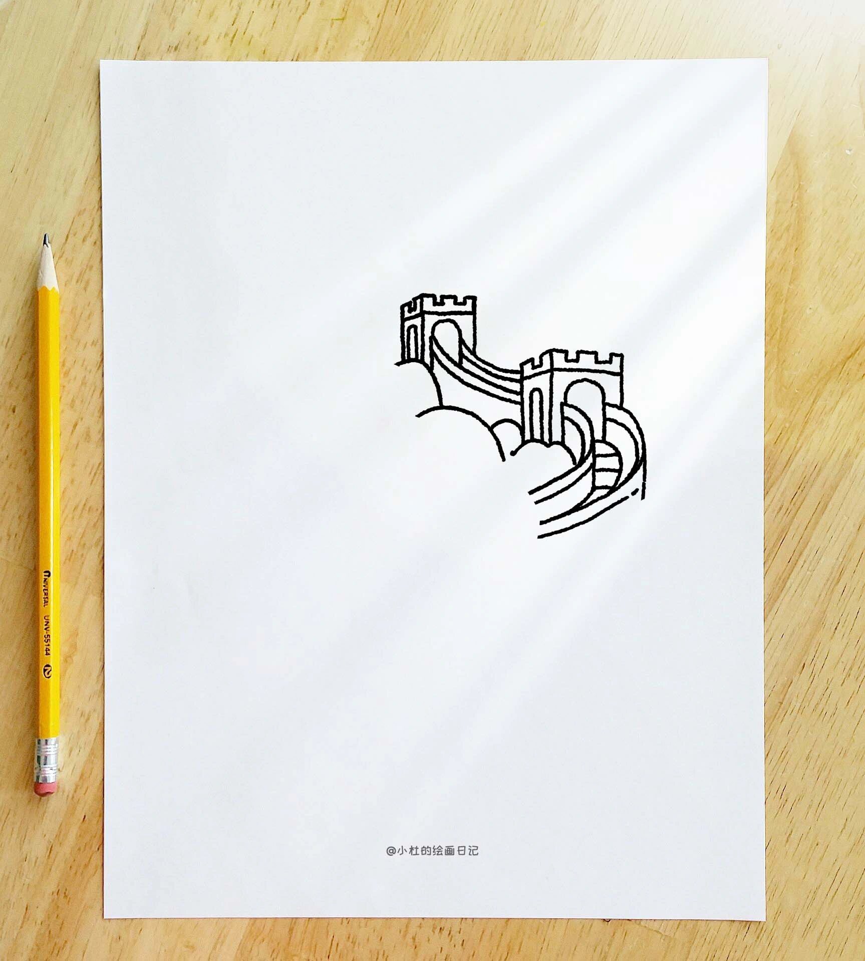 可爱简笔画教程77步骤【50/100】长城元素94