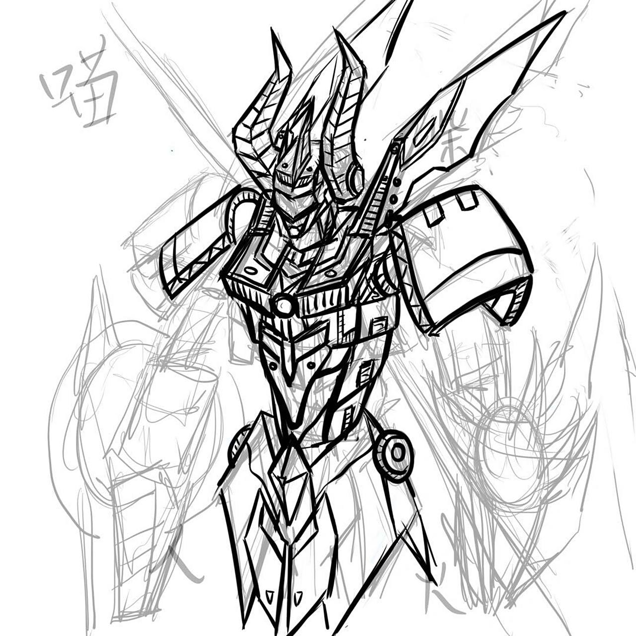 科技(机甲)元素火柴人绘画教程 昨天的预告完成啦,火柴人已经坐到机甲