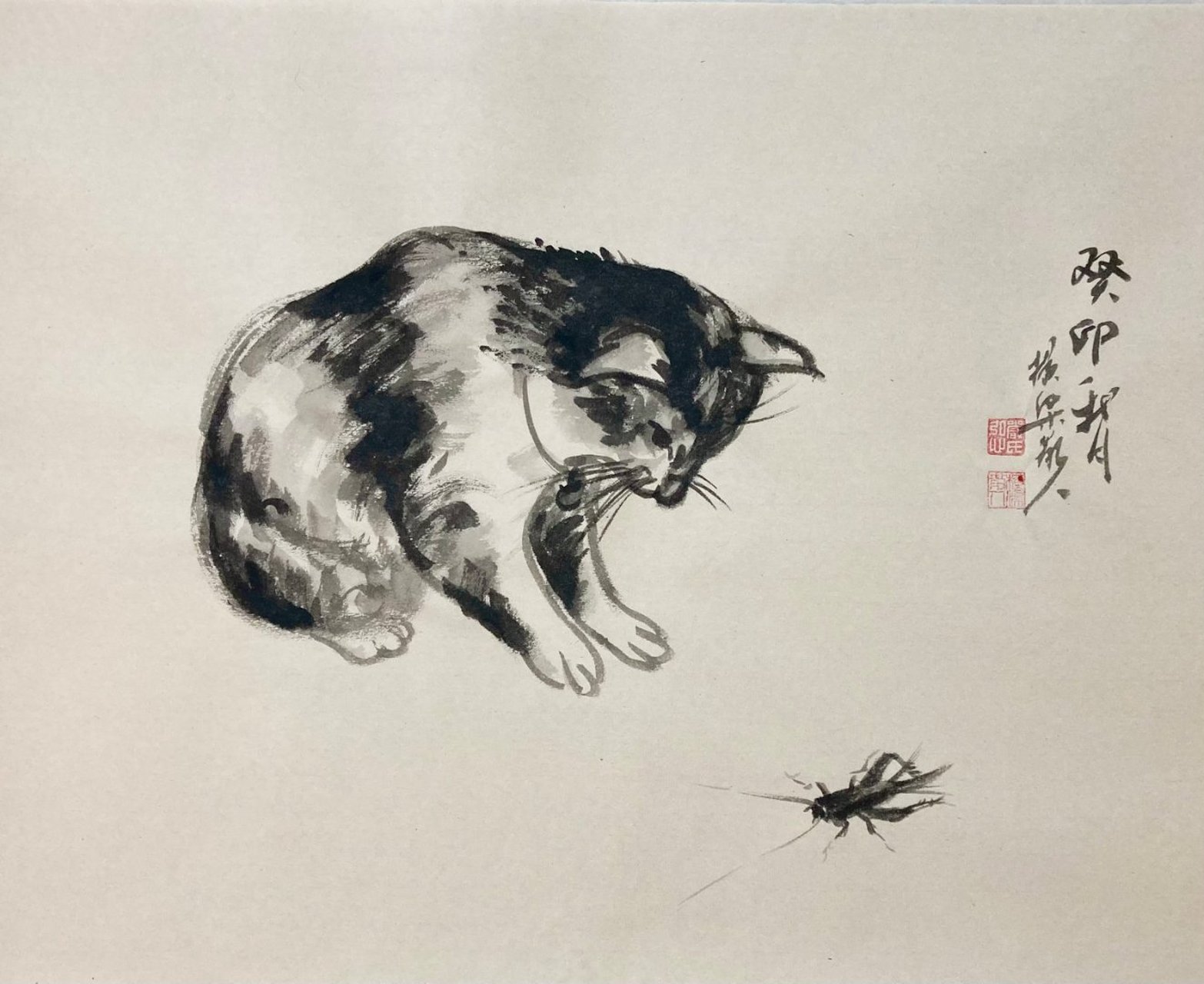 遇见艺术#癸卯秋月#这就是中国风#  国画猫咪挂画,玄关画,手绘软装挂