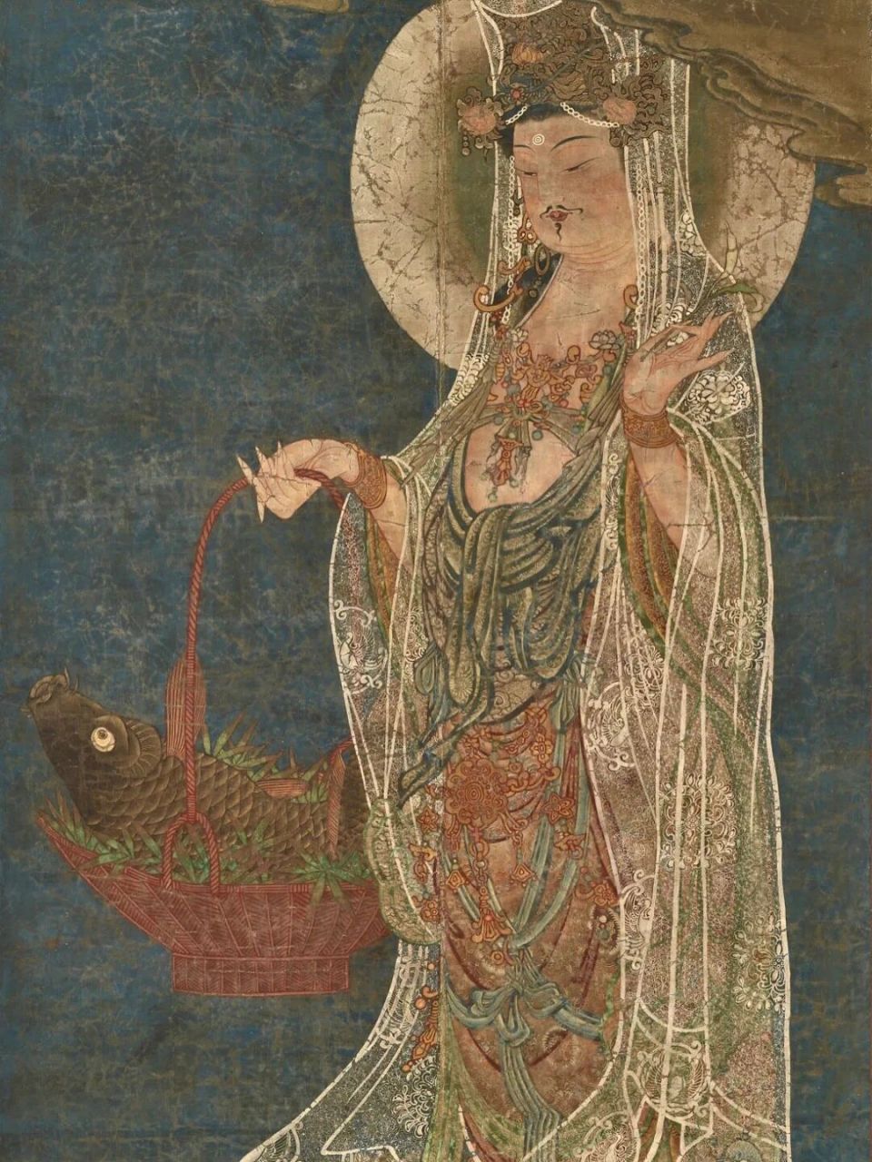 鱼篮观音像  弗利尔美术馆藏 官方标注是: 清 作者: 佚名 《鱼蓝观音