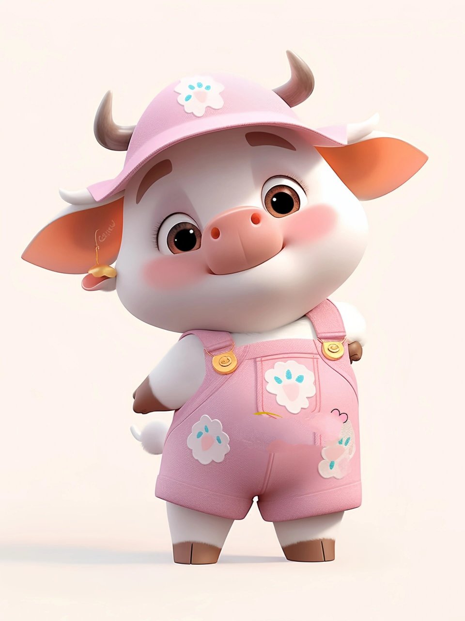 可爱的粉色牛宝宝