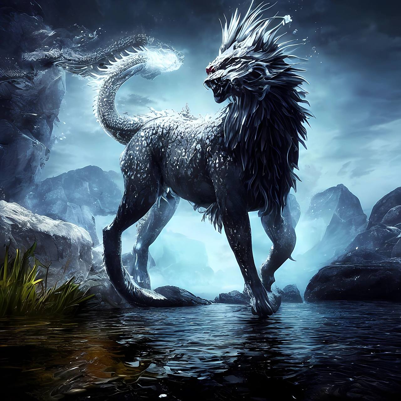 【ai作画】上古神兽之四大麒麟——98水麒麟 水麒麟青云山的镇山