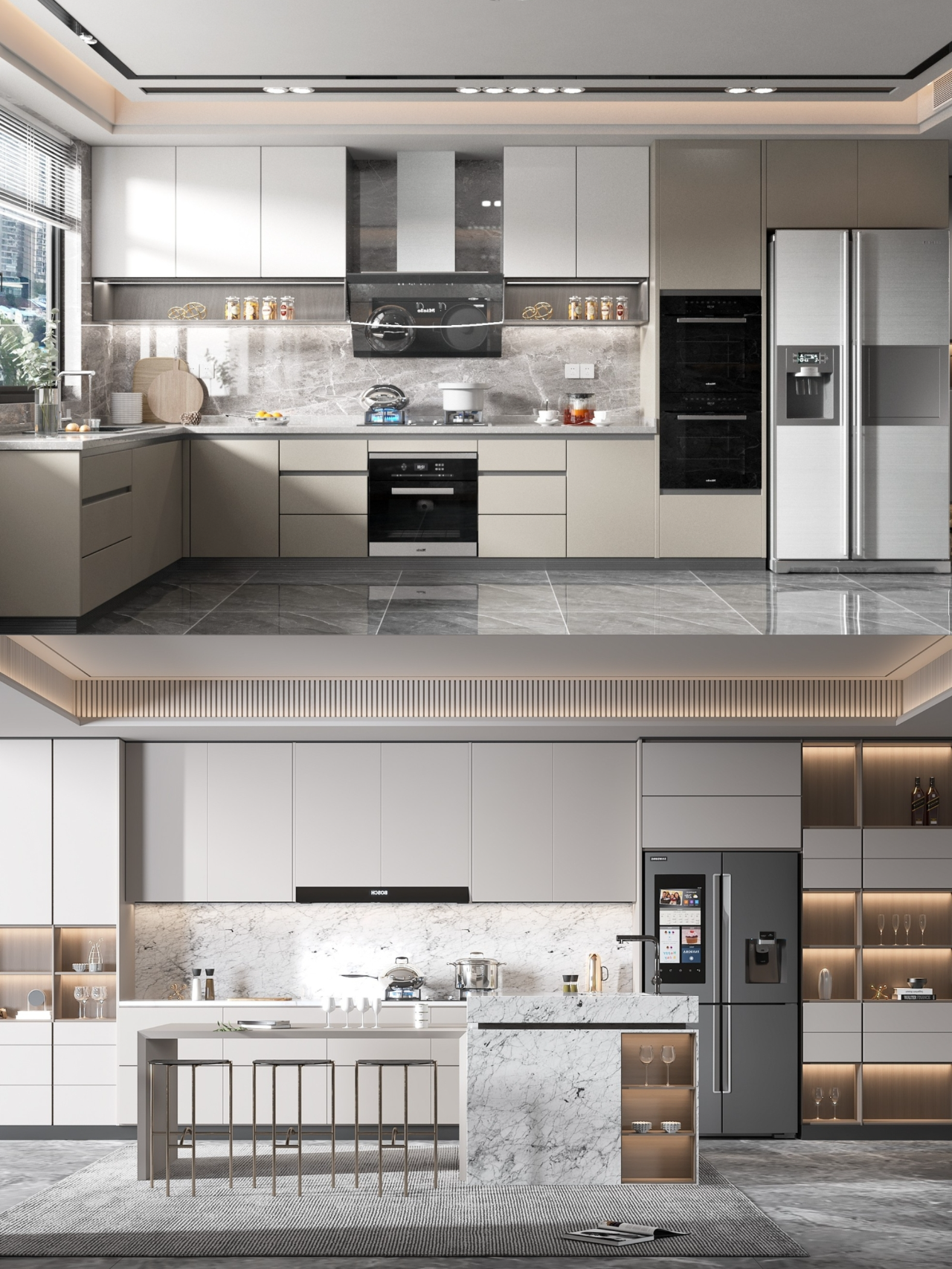 现代流行厨房橱柜设计案例合集收藏备用📝 现代流行厨房定制橱柜