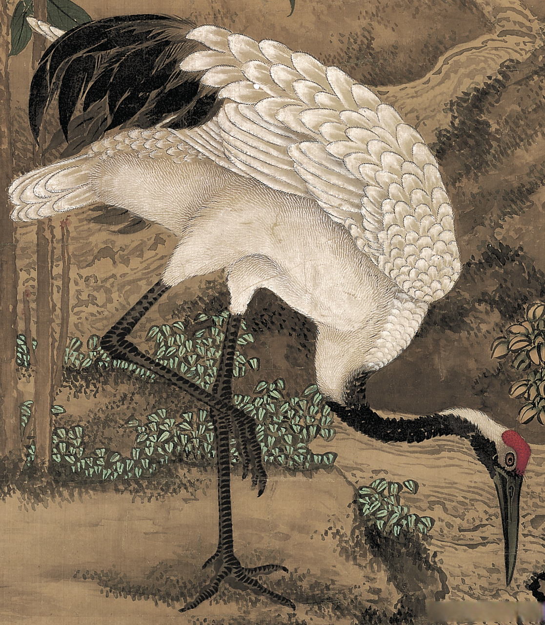 《松梅双鹤图》,清代,沈铨,绢本设色,纵191厘米,横98.