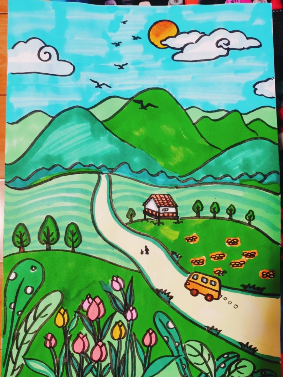 风景/春天/简笔画 马克笔/绿色系组合98