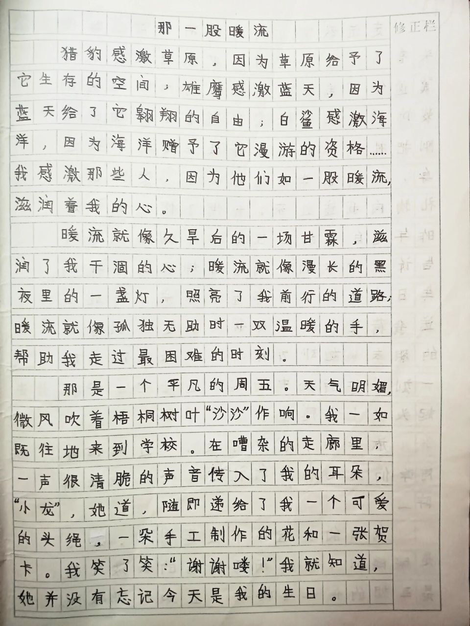 那一股暖流作文,700字左右