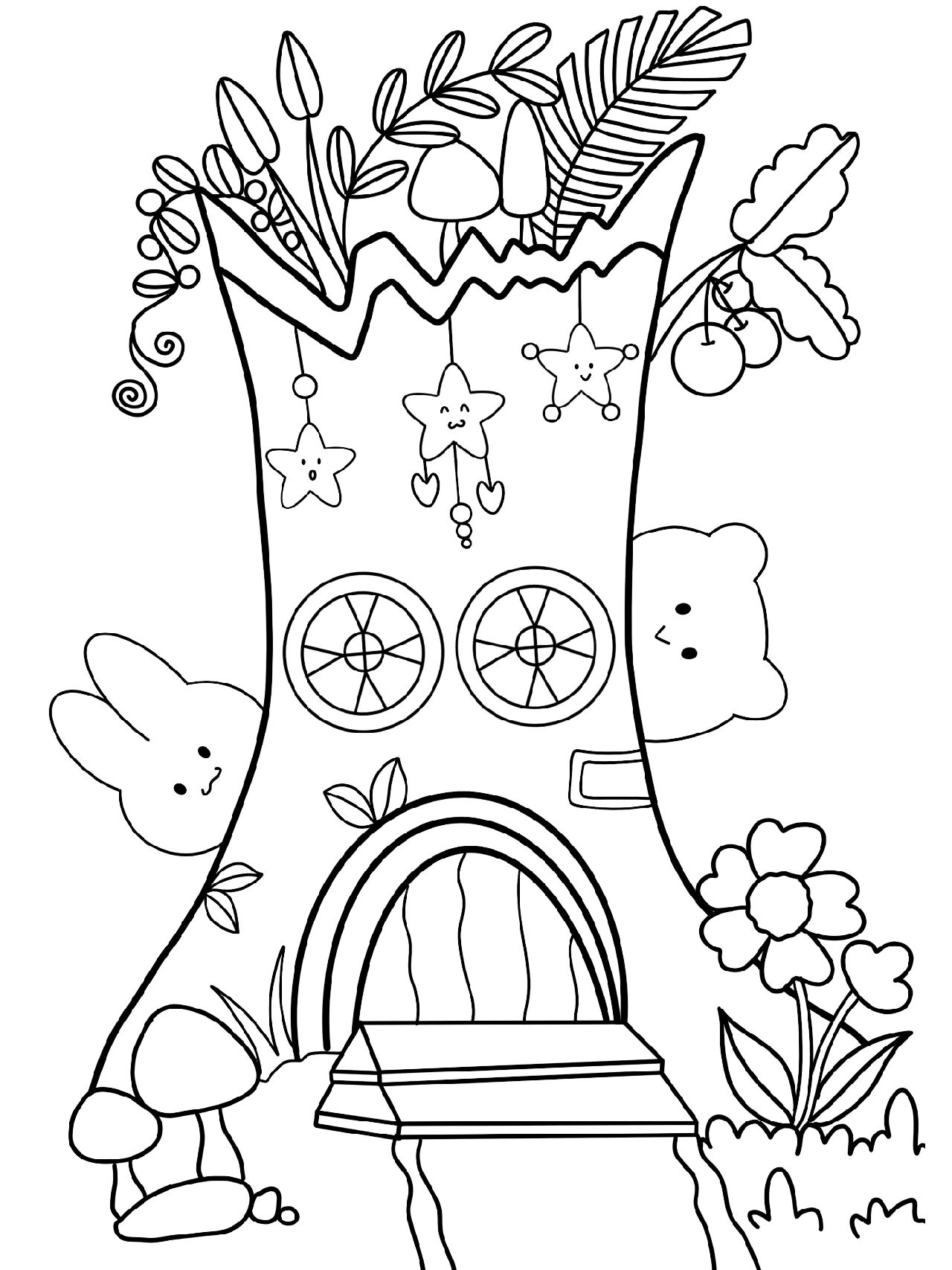 儿童画/《树桩》/儿童创意美术 画种:儿童画 年龄:5~8岁儿童 材料