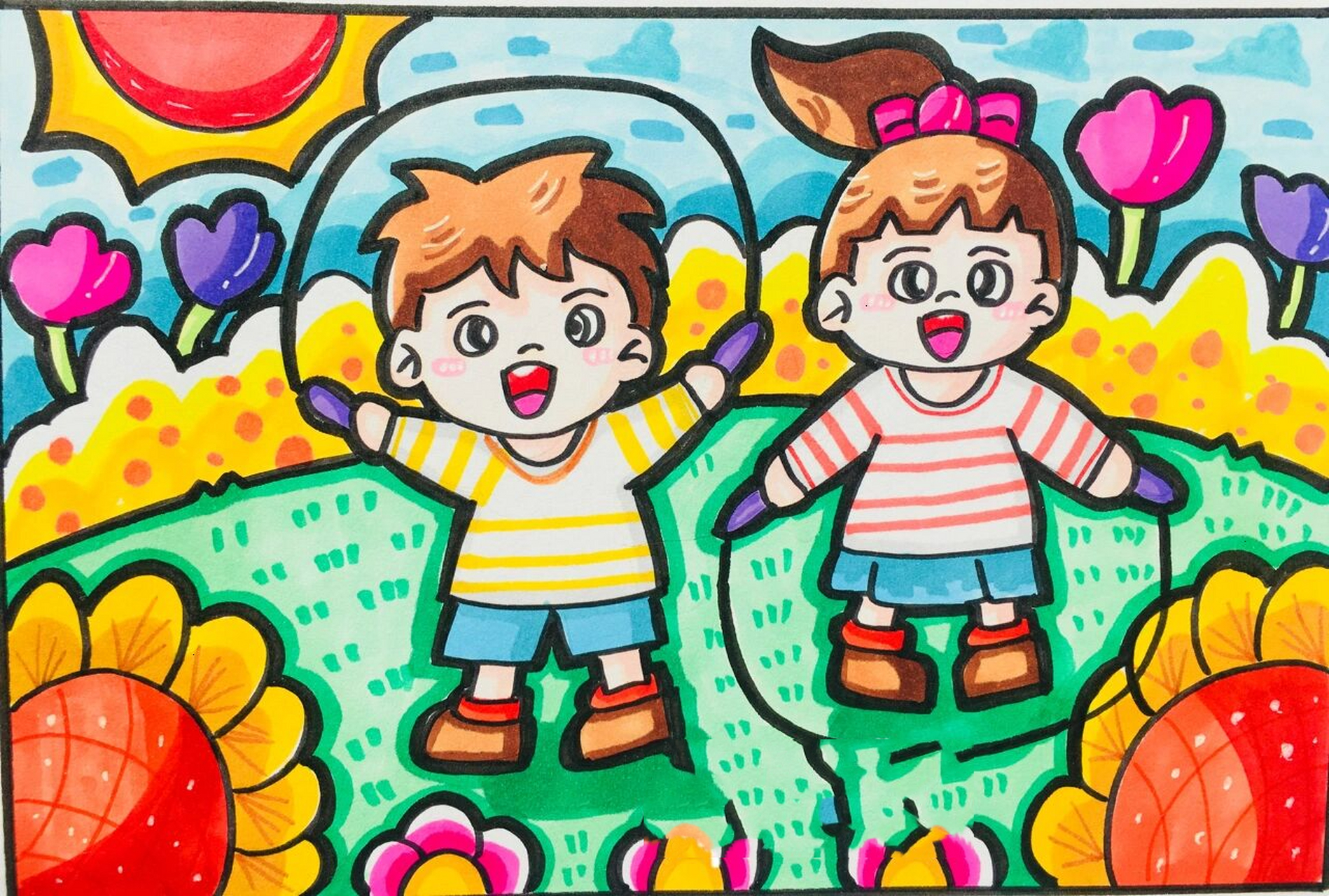 儿童画-162.跳跳绳