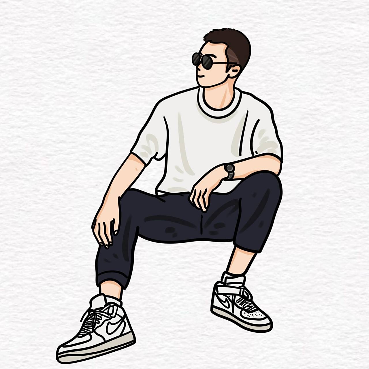 手绘头像定制简约卡通漫画约稿设计微信男生