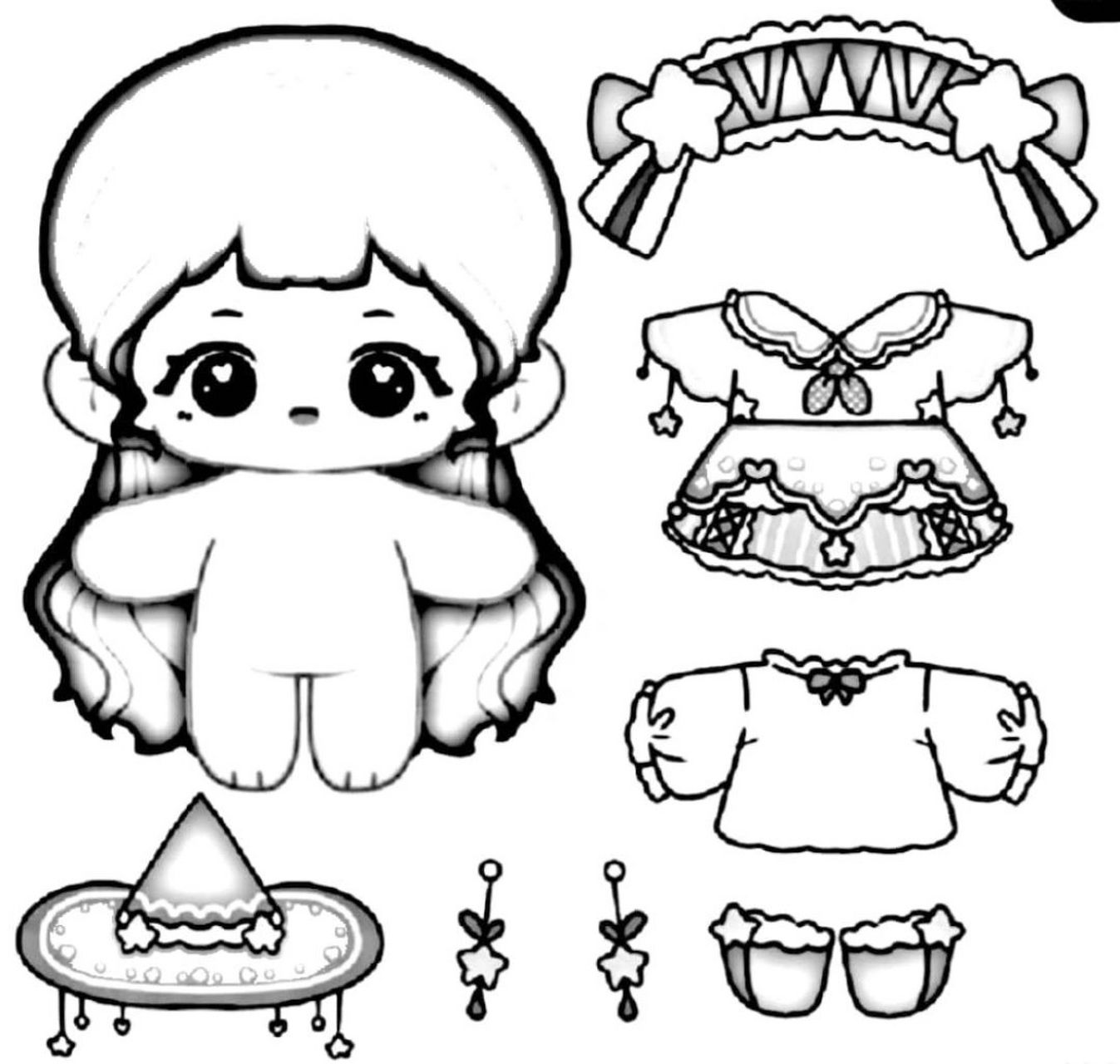 棉花娃娃和棉花娃娃黑白素材