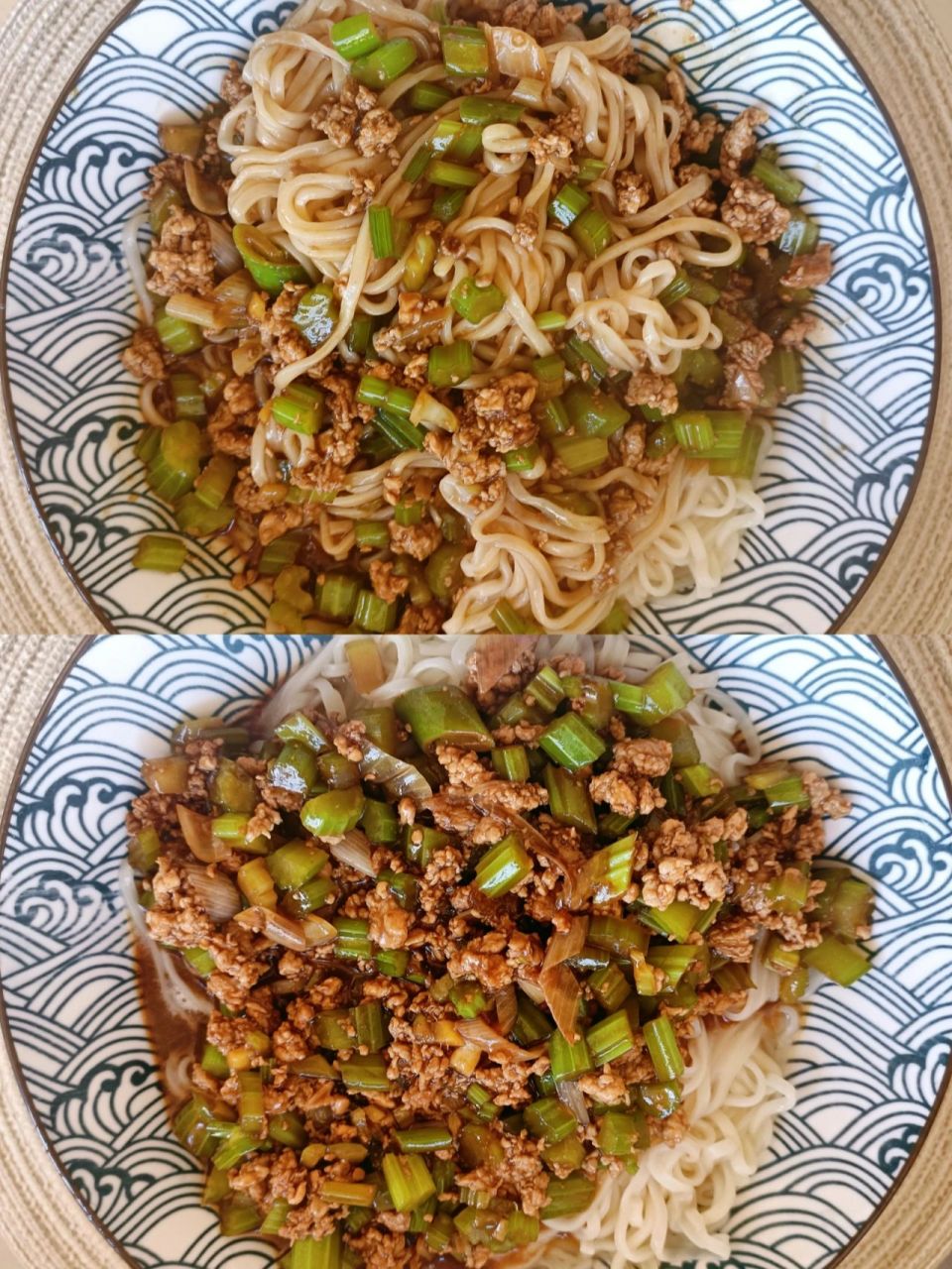 试试这碗芹菜肉沫打卤面.实在太香了,我能吃两大碗.