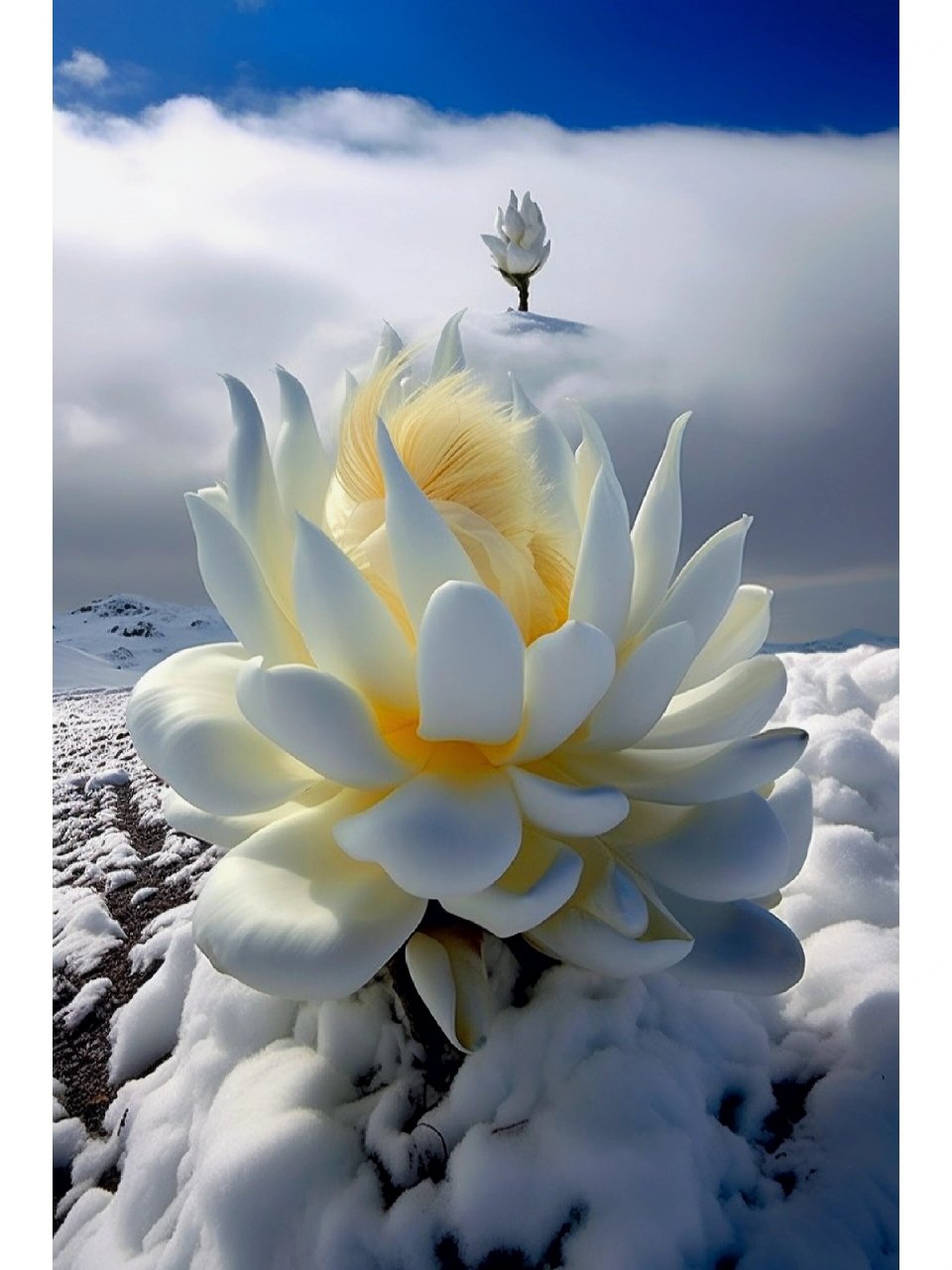 天山雪莲 雪莲,叶碧如玉,花大如莲.