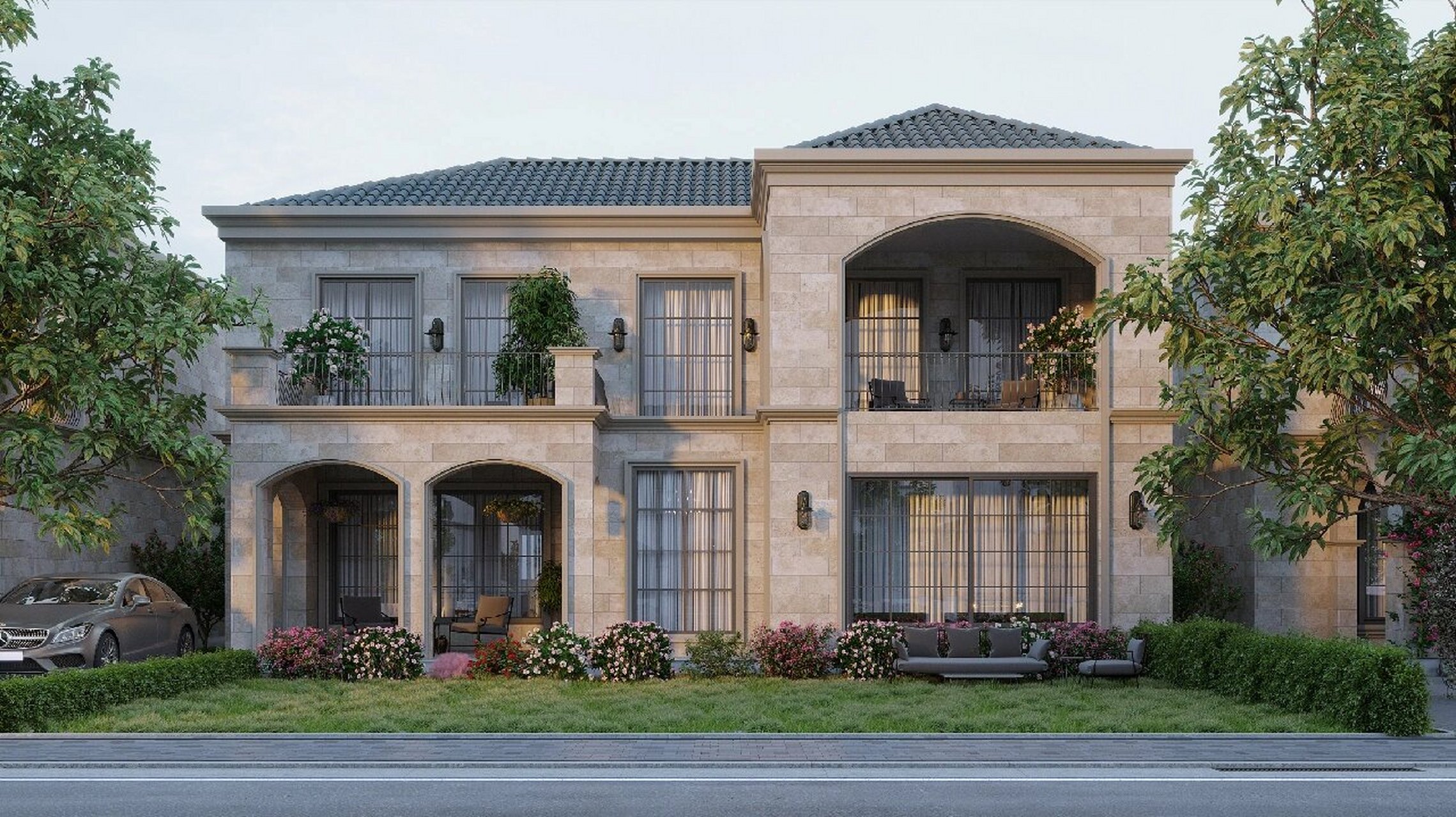 复古欧式风格自建别墅,仿古外墙搭配蓝瓦 01 如有自建房需求,欢迎