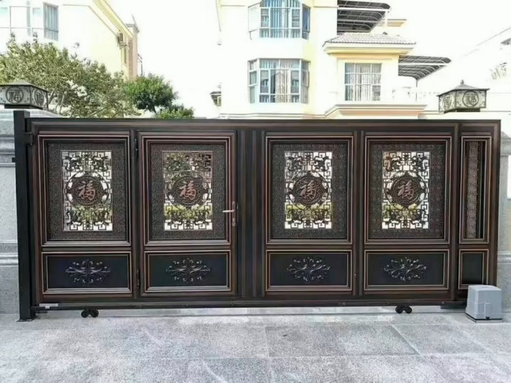 铝艺电动平移门铝合金别墅庭院大门铝艺大门