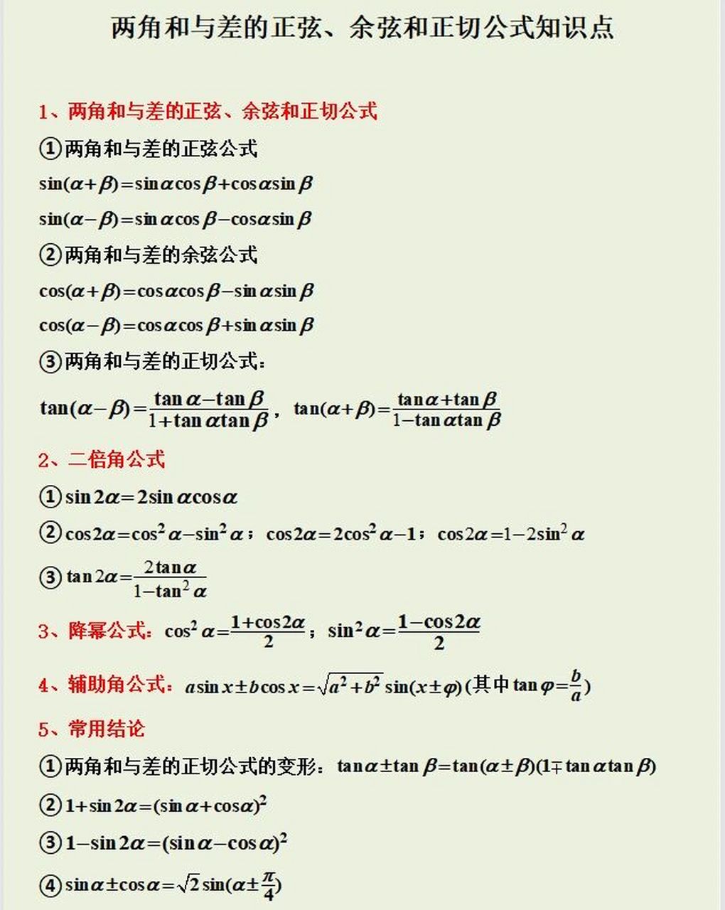 两角和与差的正弦,余弦和正切公式知识点#高