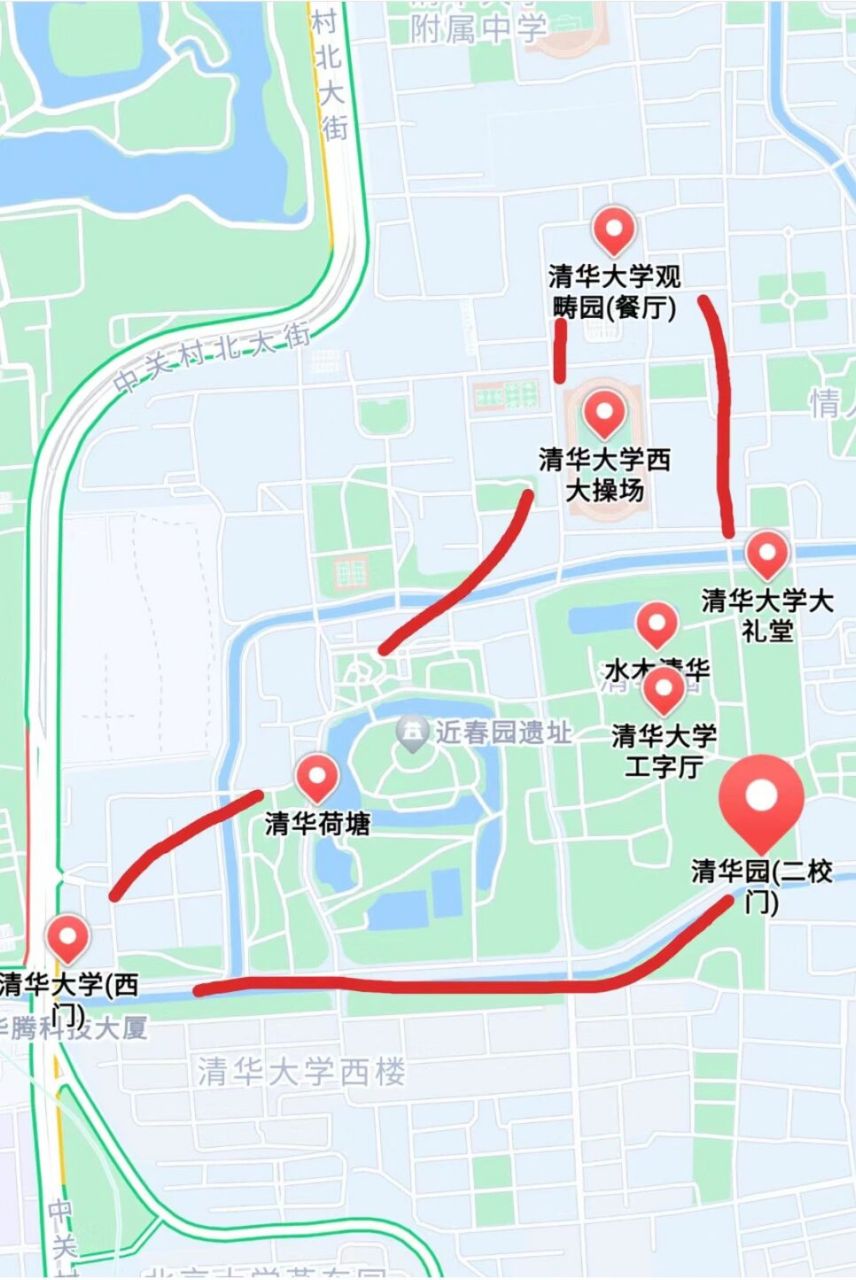 北京清华大学位置地图图片