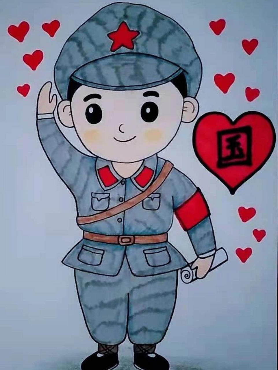 红军简笔画 战士图片