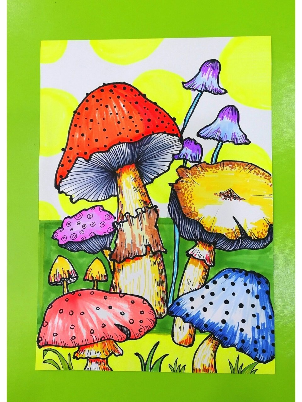 红伞伞白杆杆 彩色的蘑菇 创意美术儿童绘画 #我要上热门# #创意